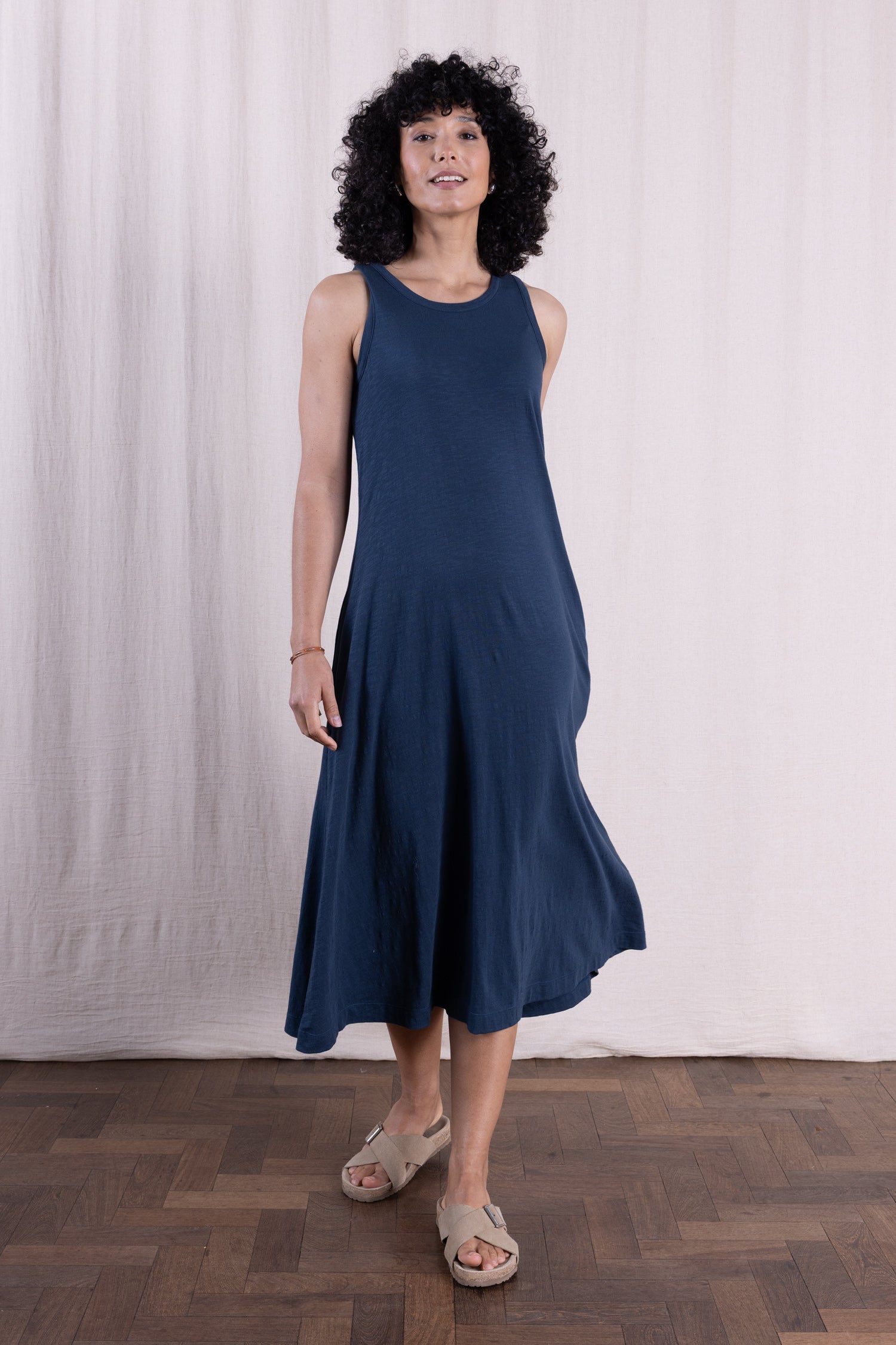SS26 GOTS Organic Cotton Jersey Midi Dress - Oxford
