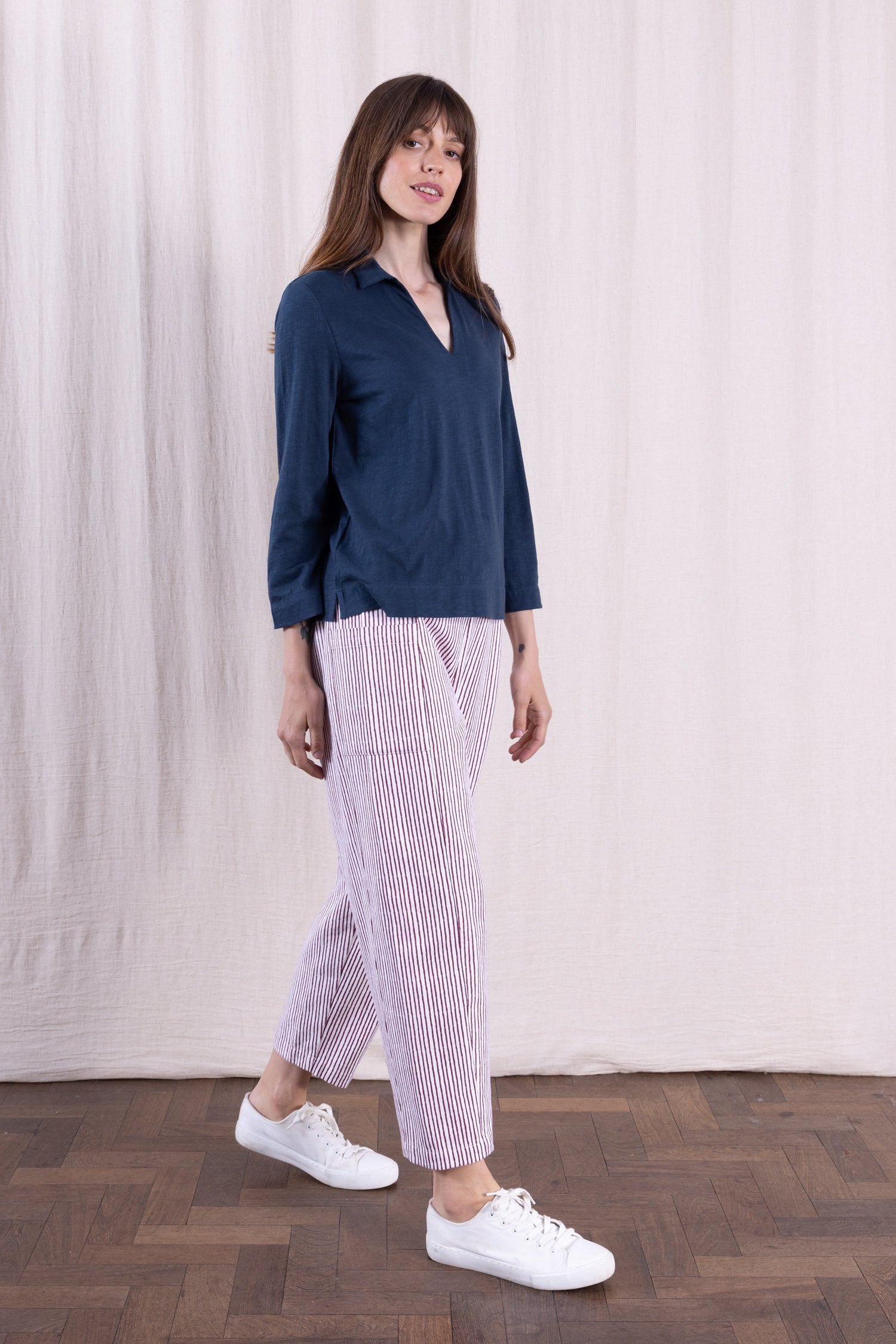 SS26 GOTS Organic Cotton Easy Collar Top - Oxford