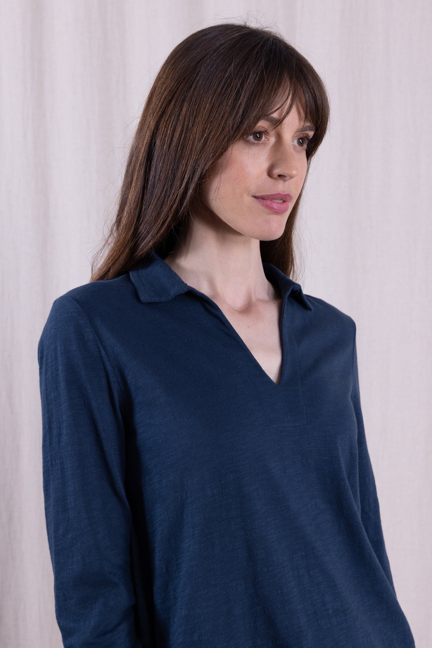 SS26 GOTS Organic Cotton Easy Collar Top - Oxford