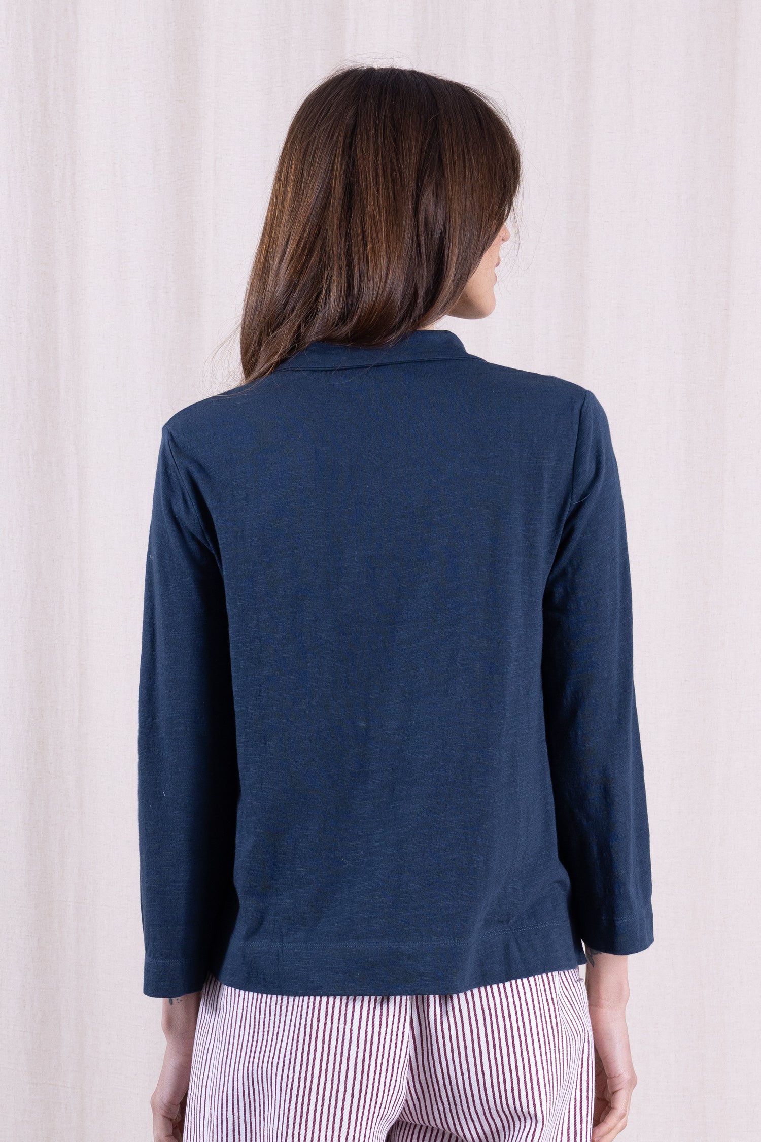 SS26 GOTS Organic Cotton Easy Collar Top - Oxford