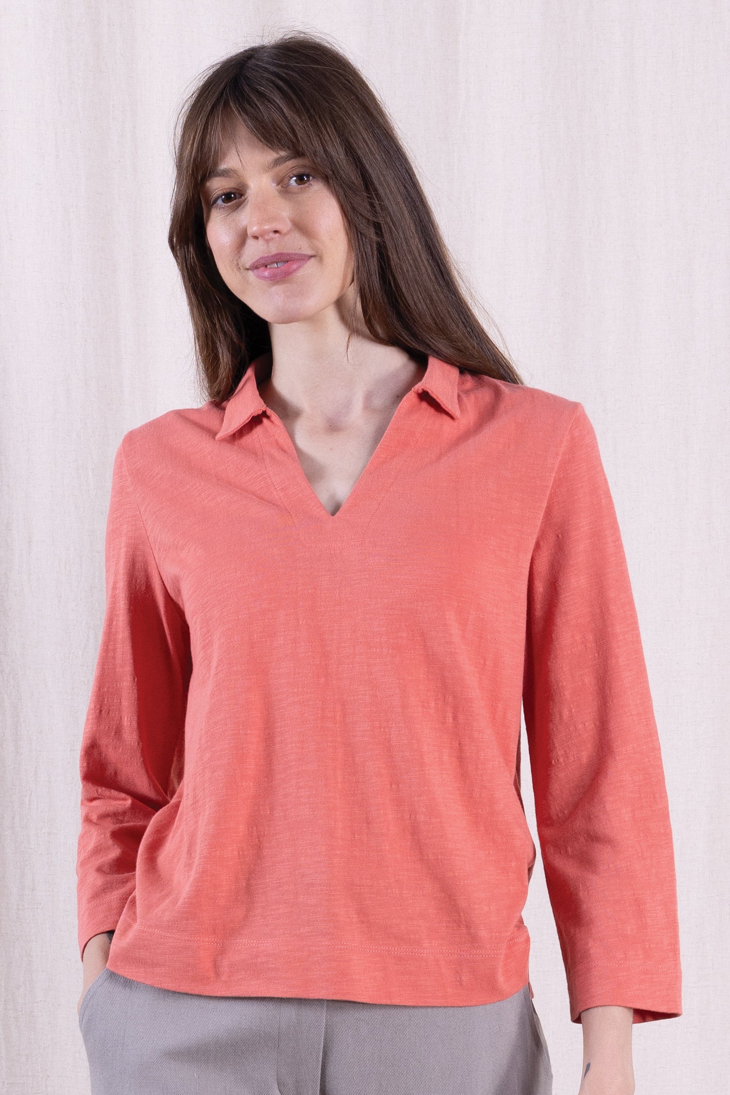 SS26 GOTS Organic Cotton Easy Collar Top - Tulip