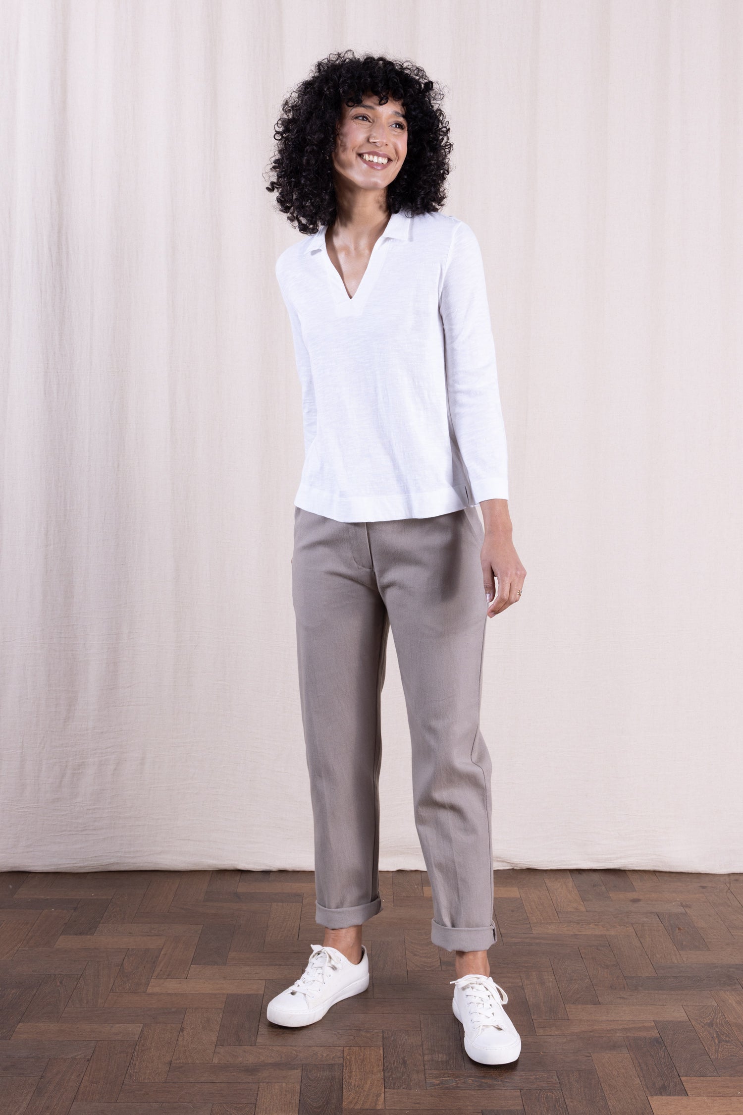 SS26 GOTS Organic Cotton Easy Collar Top - White