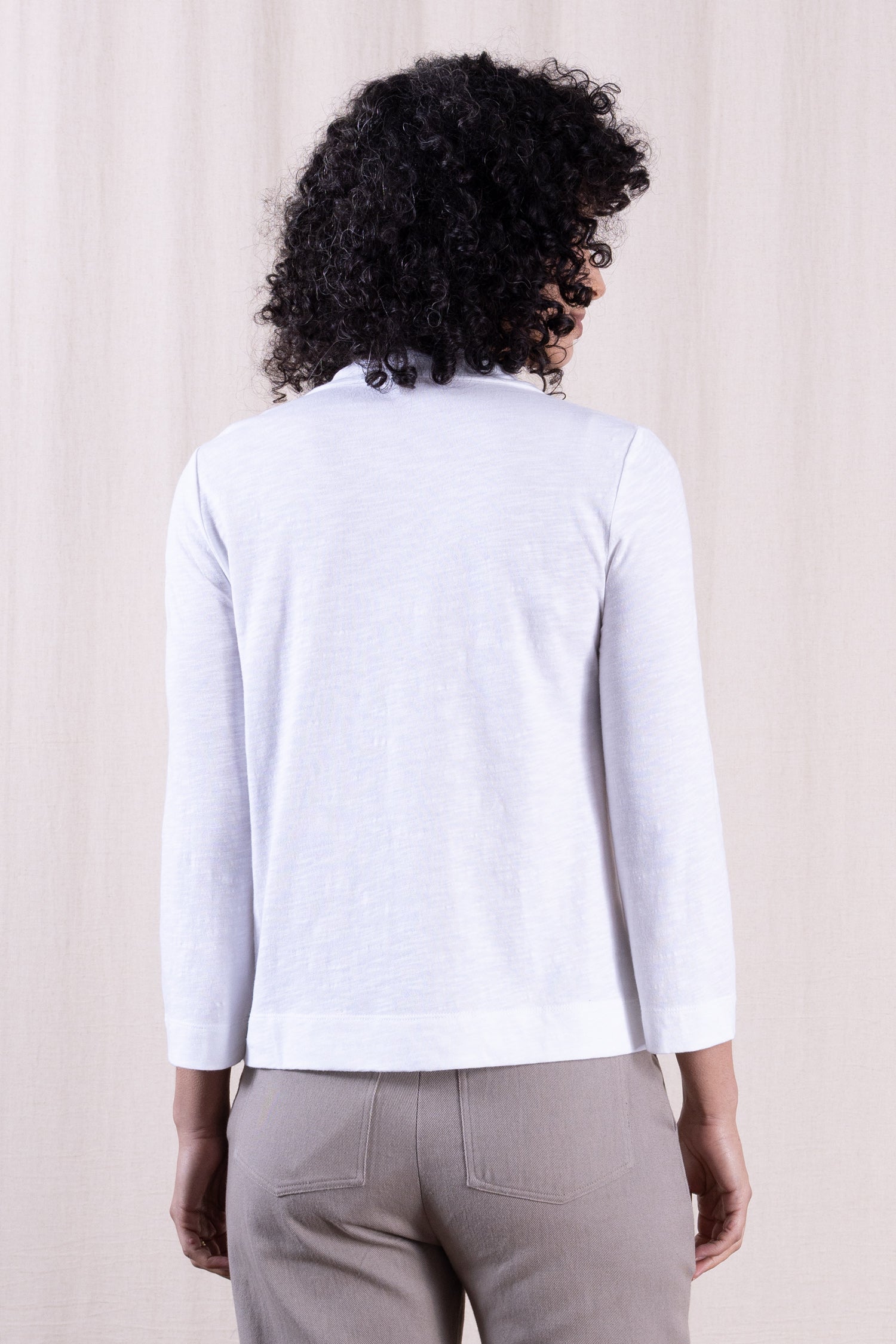 SS26 GOTS Organic Cotton Easy Collar Top - White