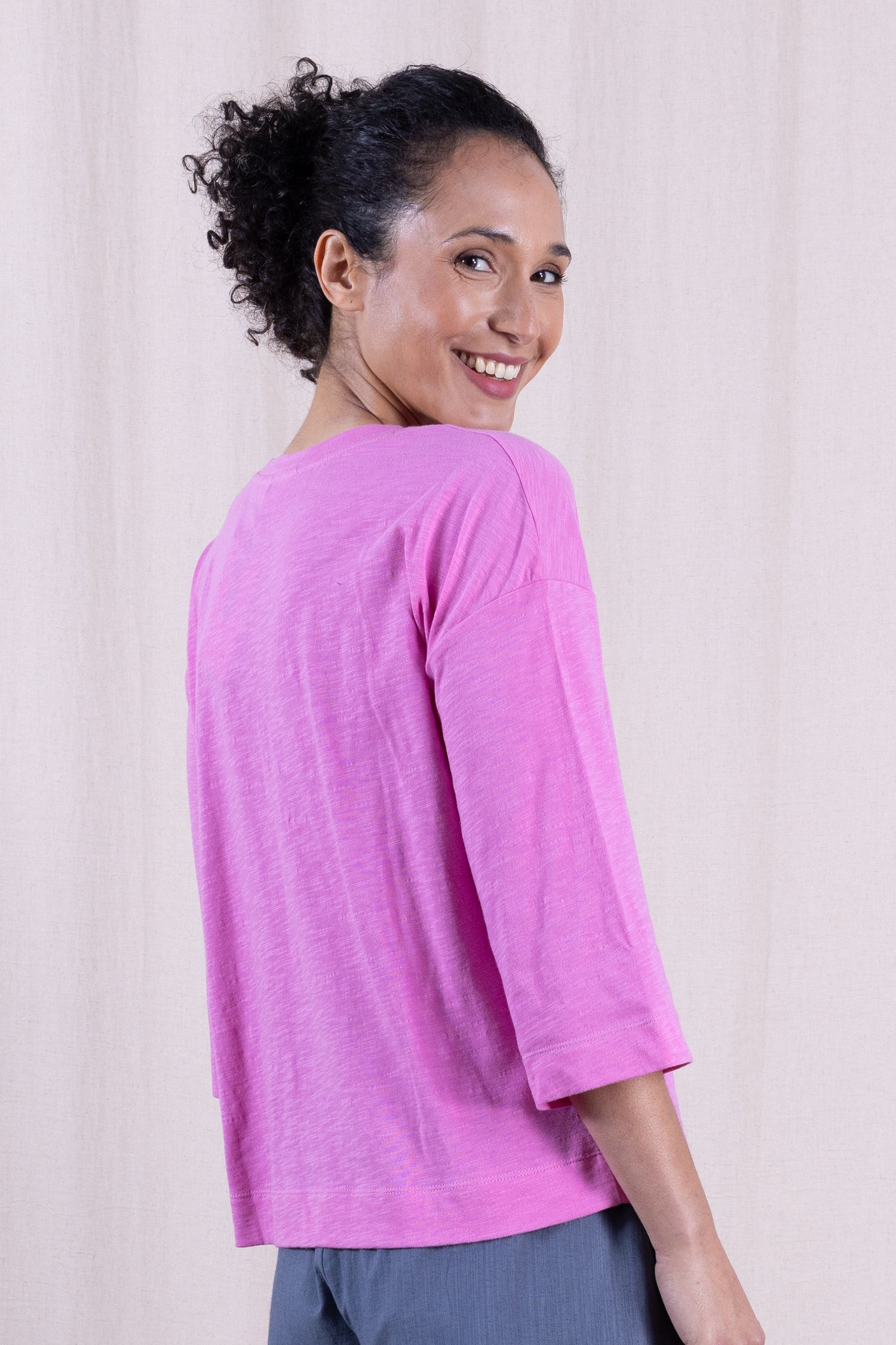 SS26 GOTS Organic Cotton 3/4 Sleeve Top - Orchid