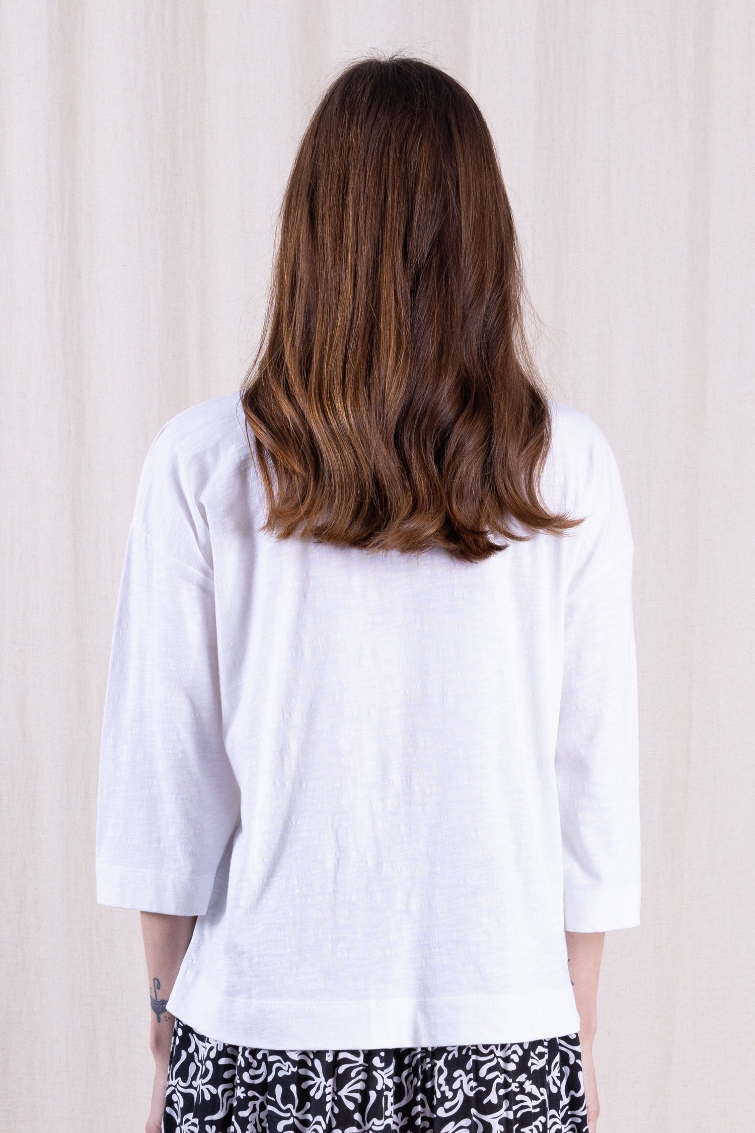 SS26 GOTS Organic Cotton 3/4 Sleeve Top - White