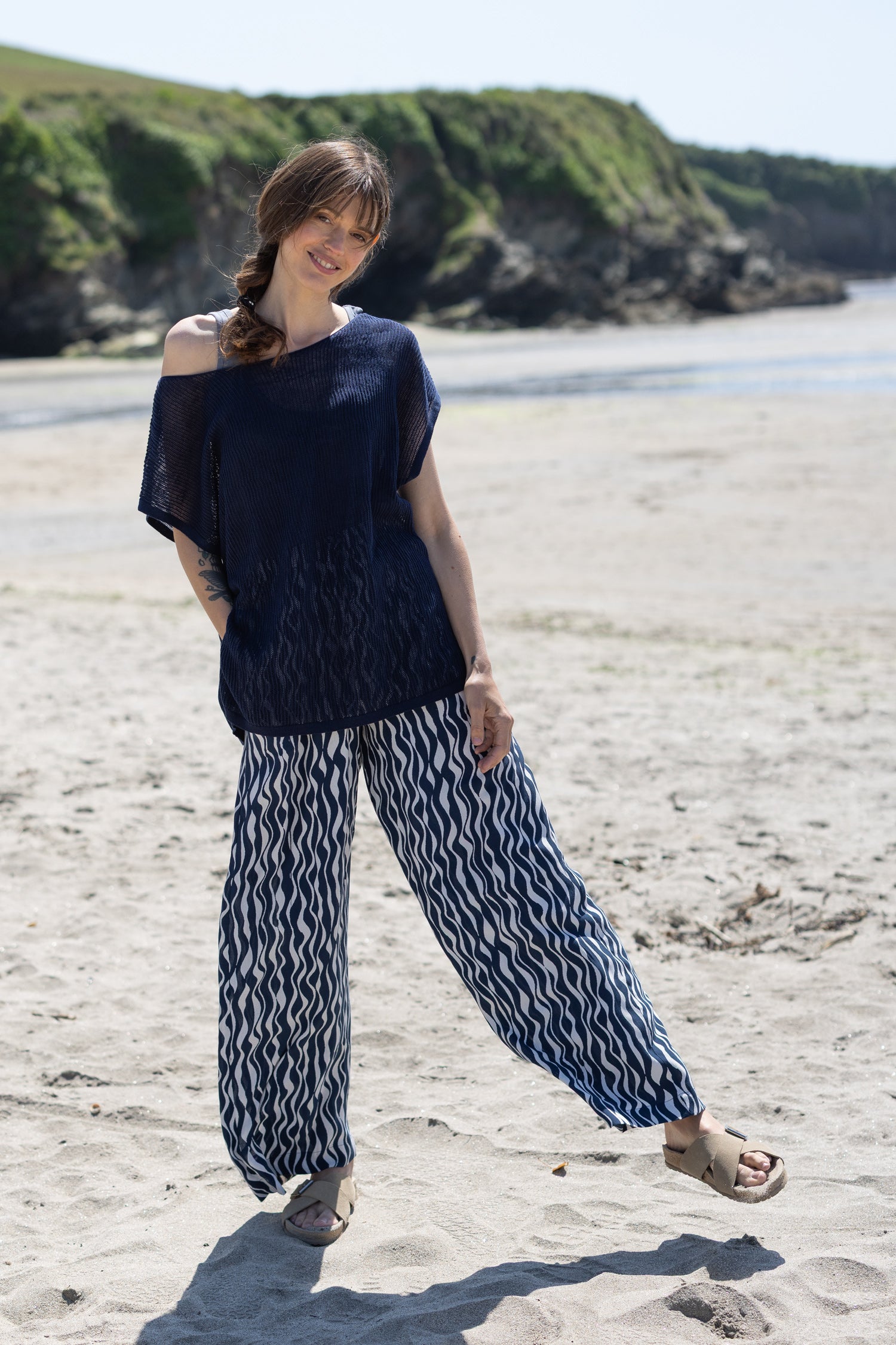 SS26 Wide Leg Trouser - Navy