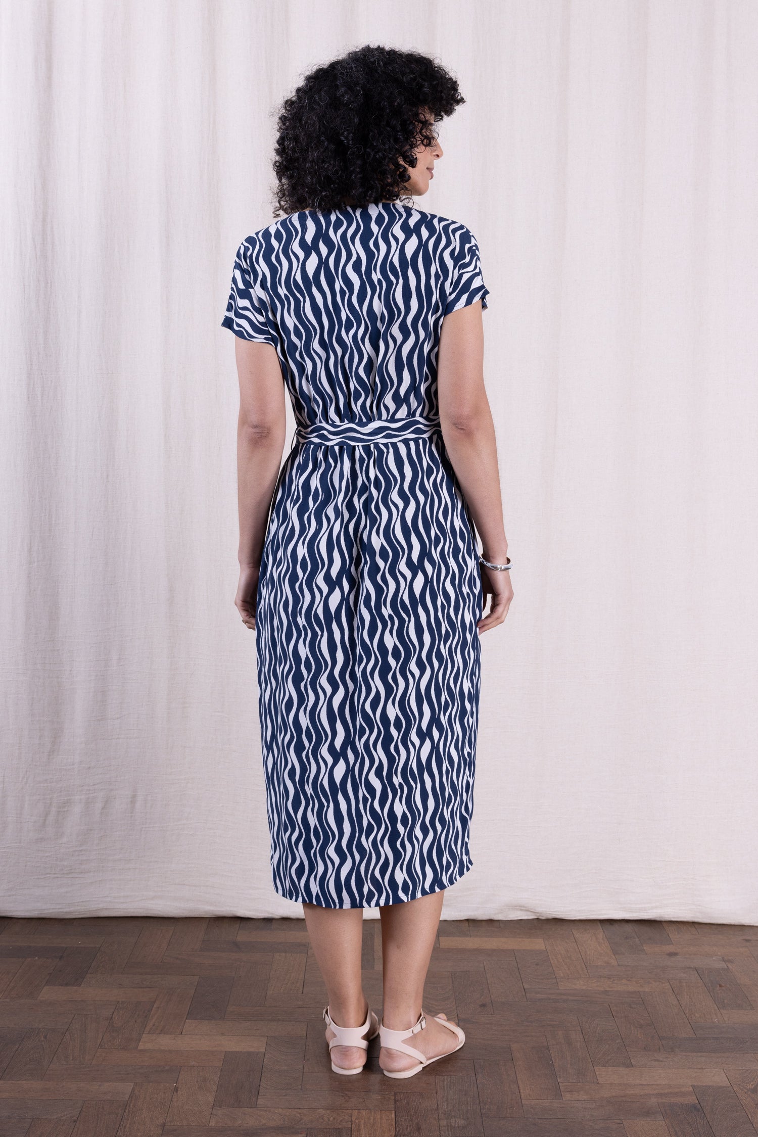 SS26 V Neck Shirtdress - Navy