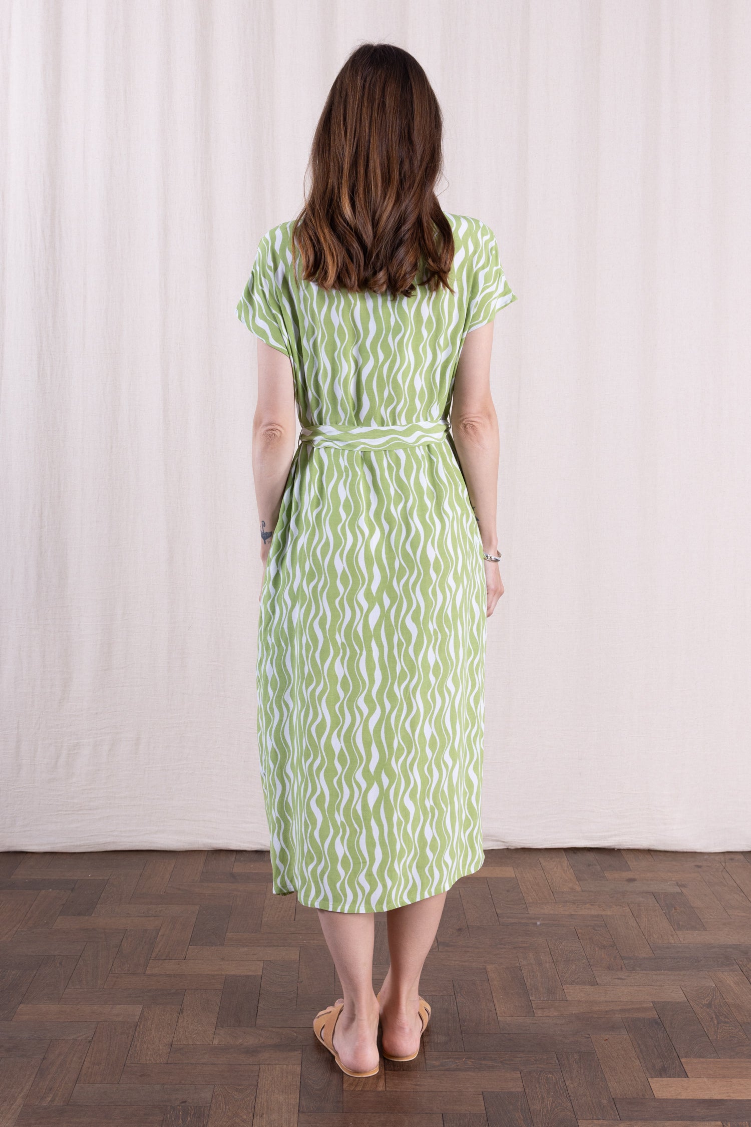 SS26 V Neck Shirtdress - Pistachio