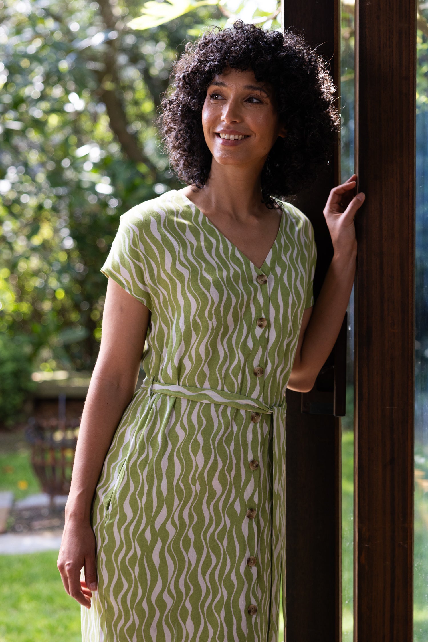 SS26 V Neck Shirtdress - Pistachio