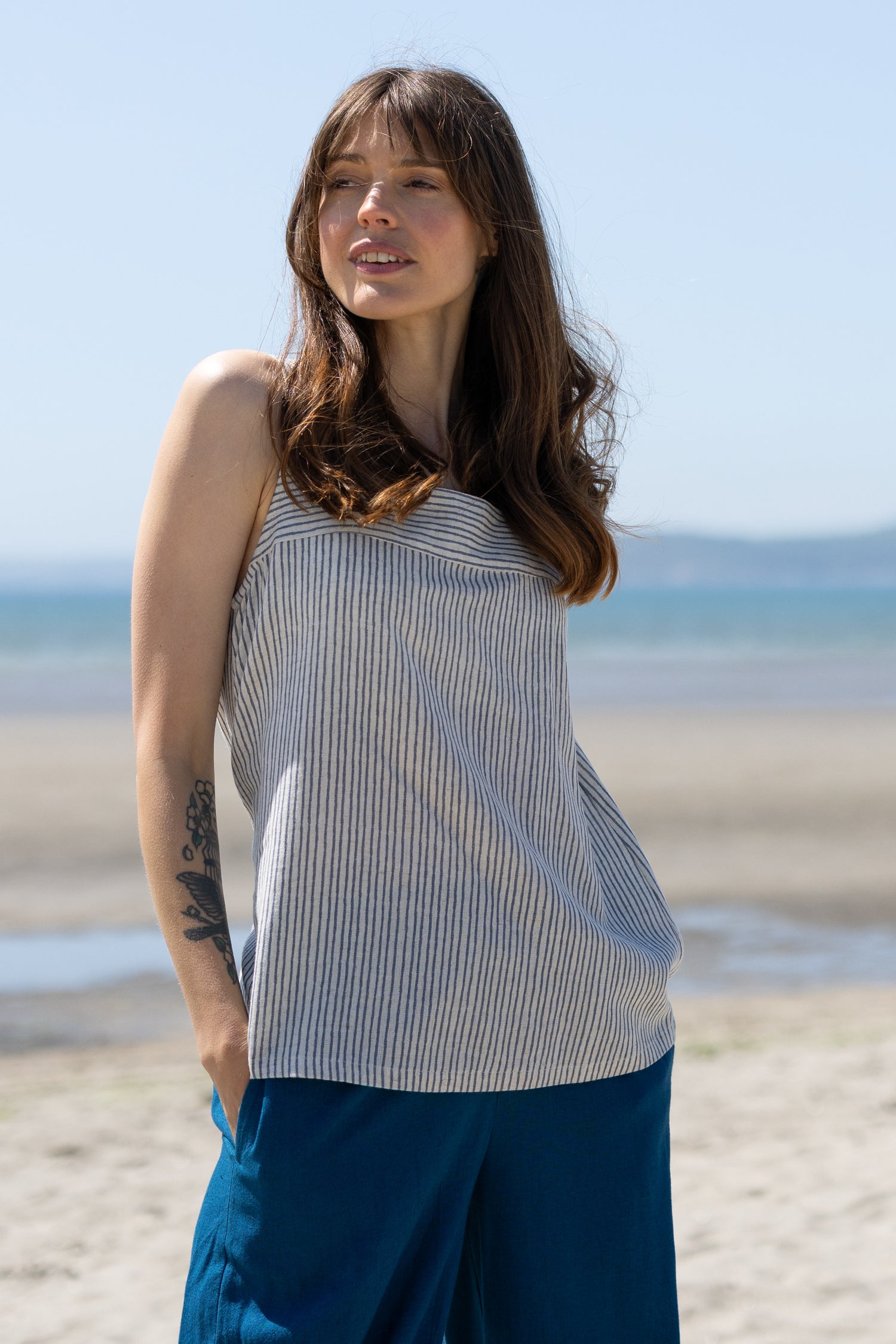 SS26 Linen Blend Cami - Cornflower