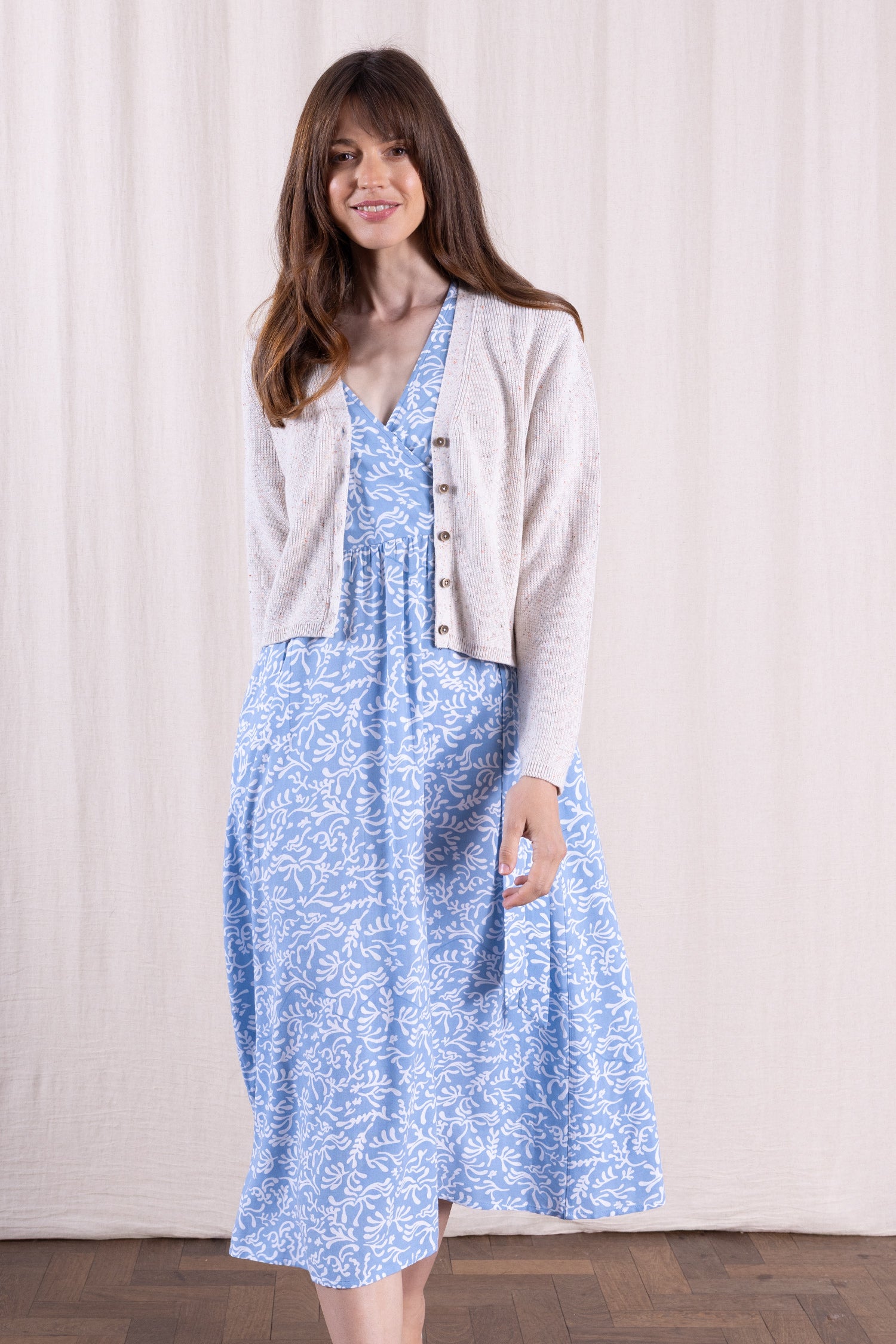 SS26 Ecovero Wrap Front Dress - Misty