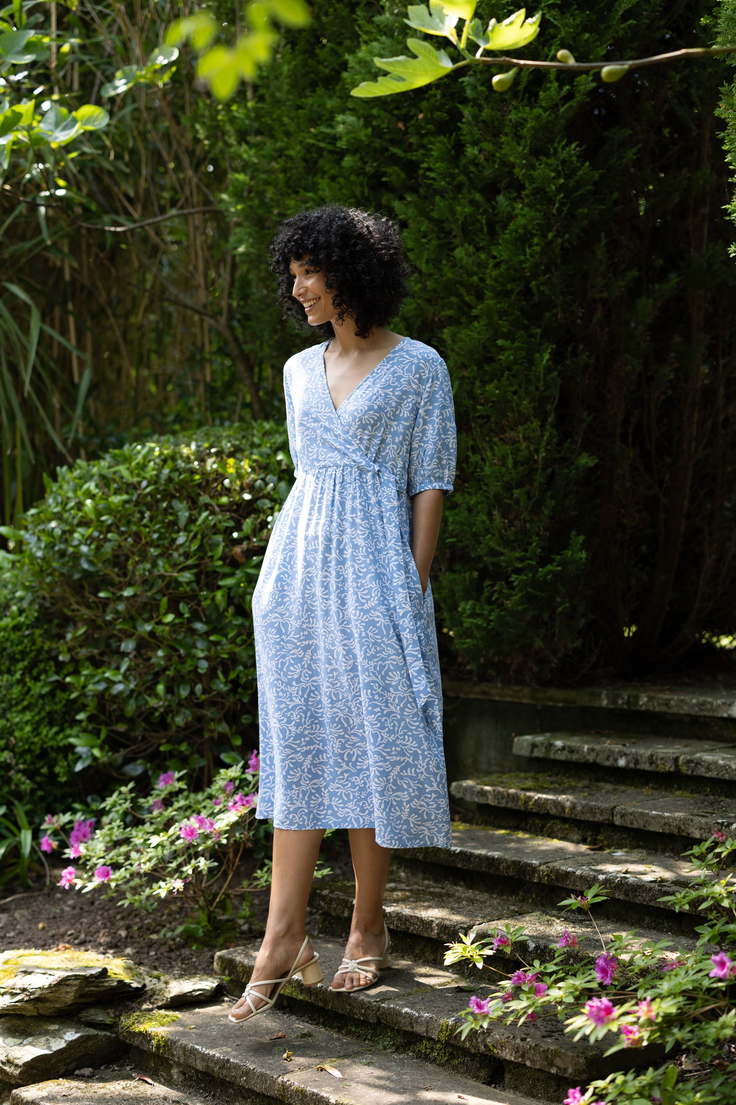 SS26 Ecovero Wrap Front Dress - Misty
