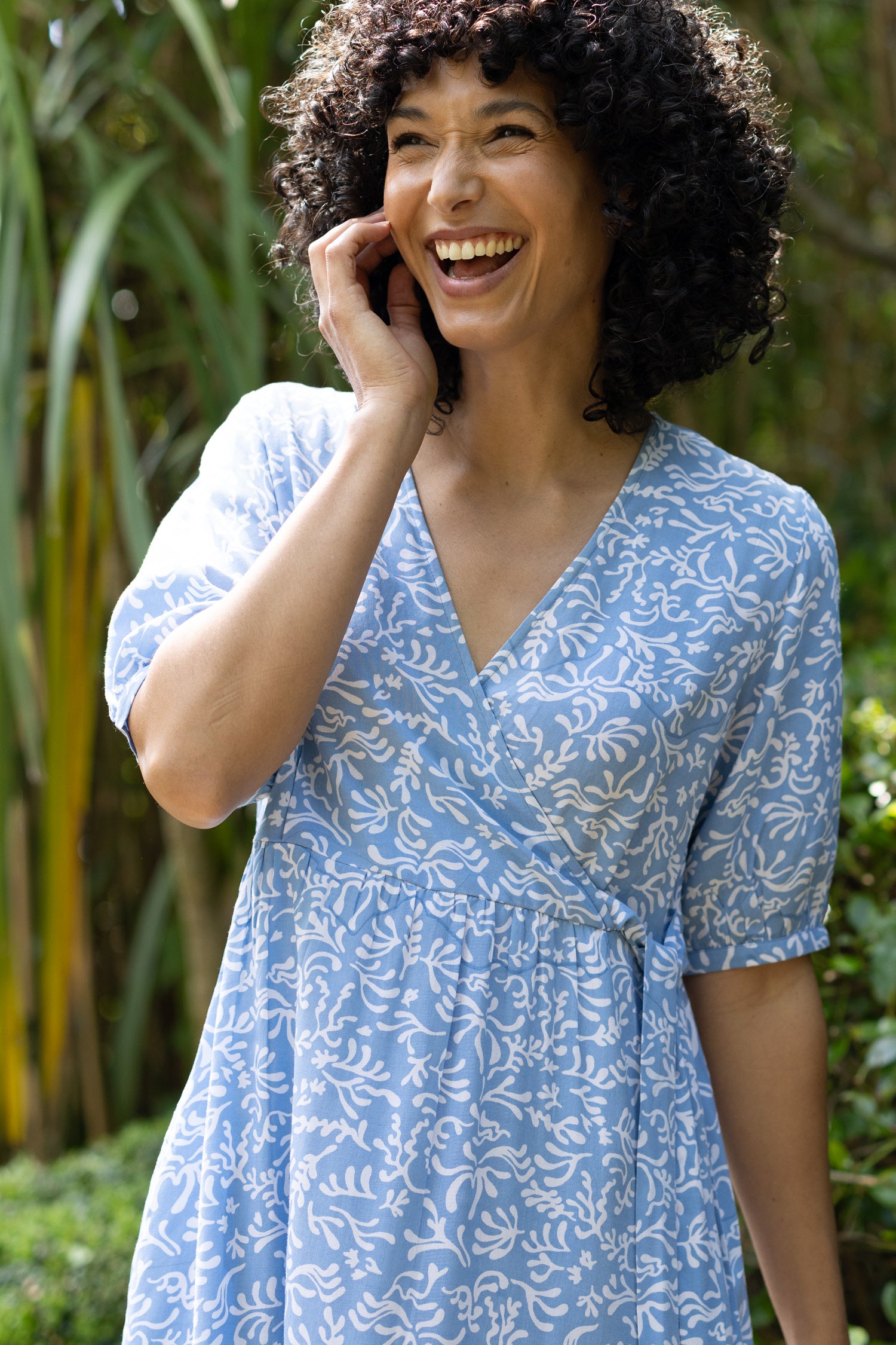 SS26 Ecovero Wrap Front Dress - Misty