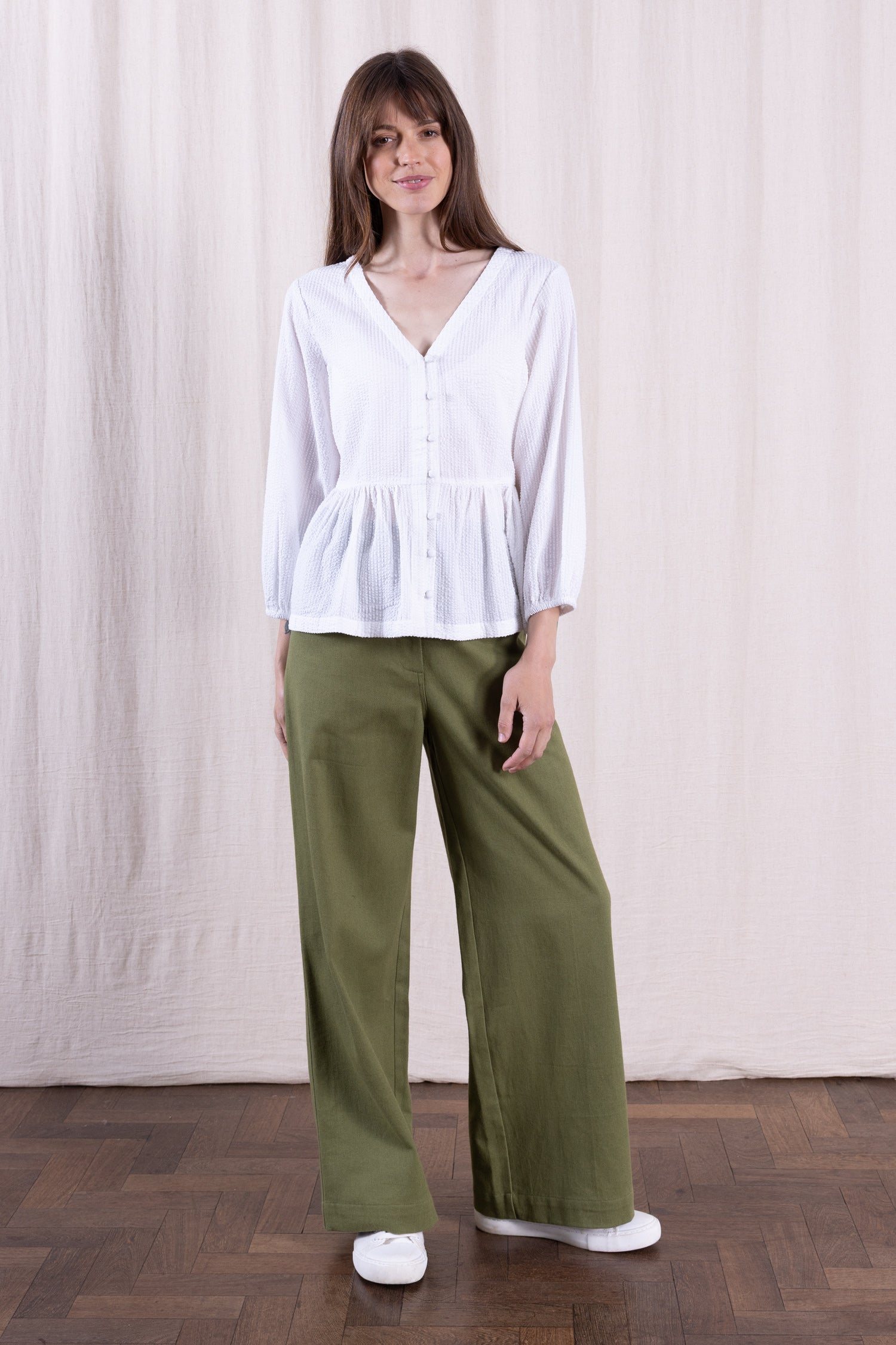 SS26 Cotton Gathered Shirt - White