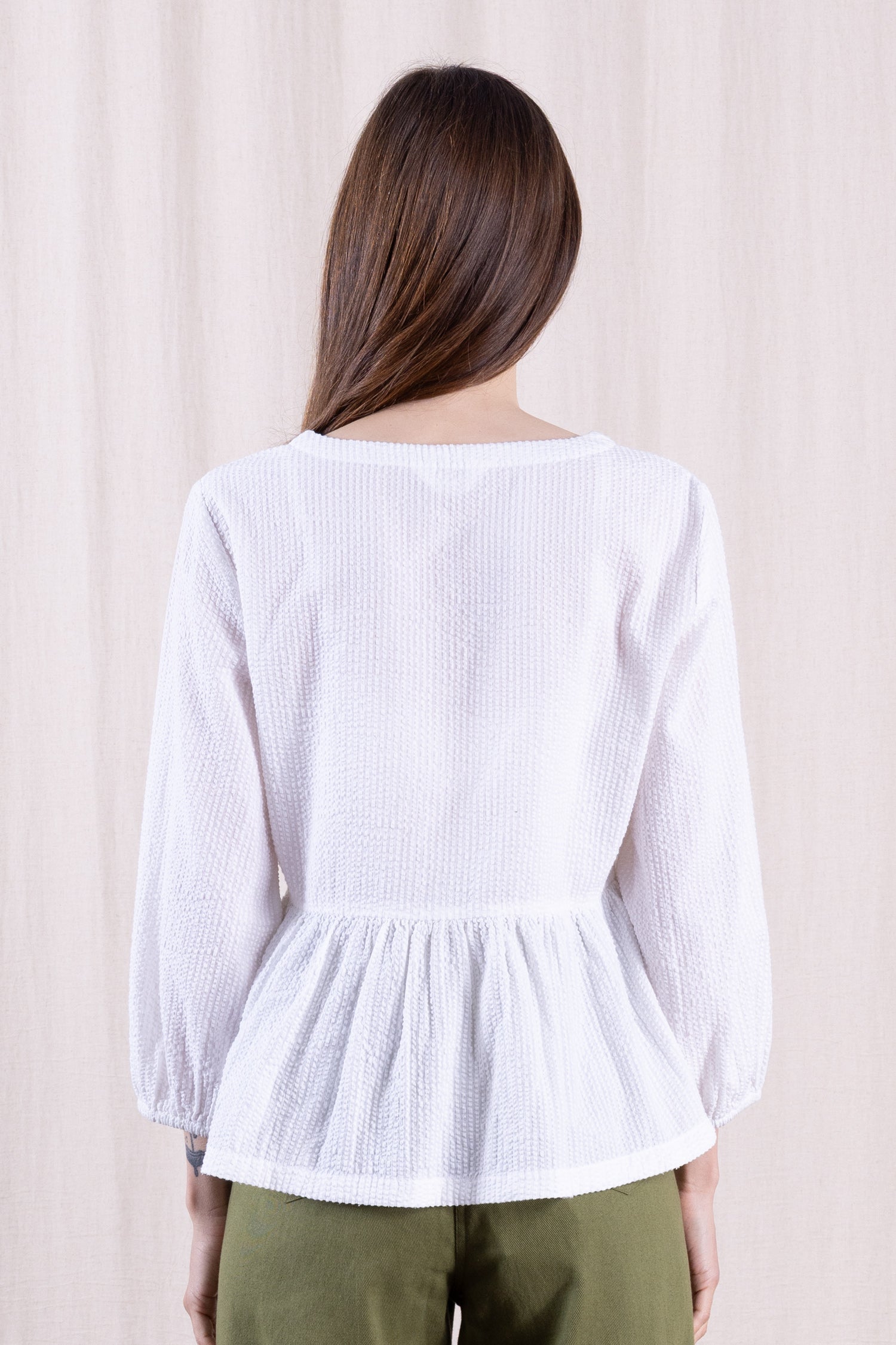 SS26 Cotton Gathered Shirt - White