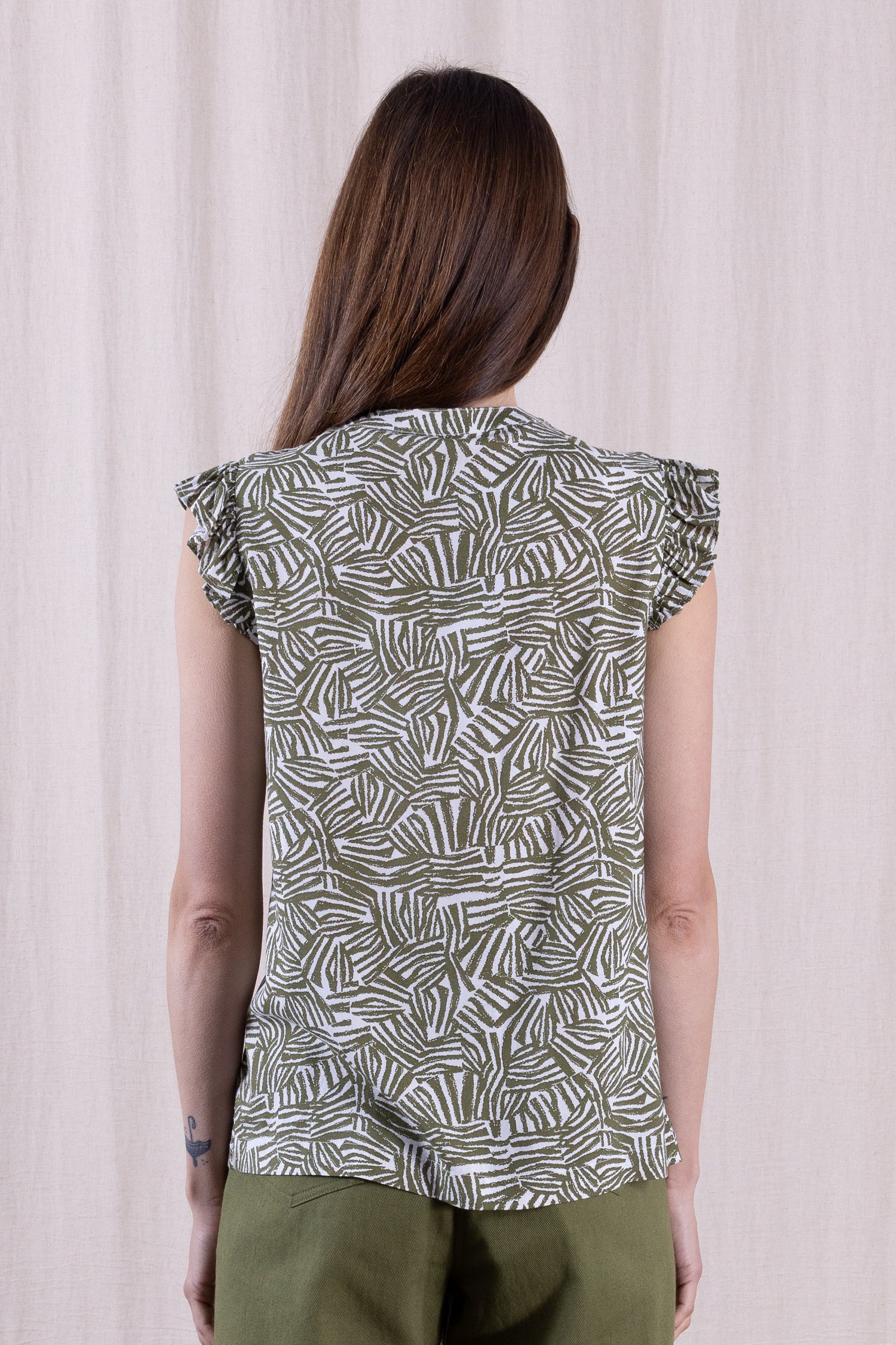 SS26 Ecovero Frill Shirt Top - Verdant