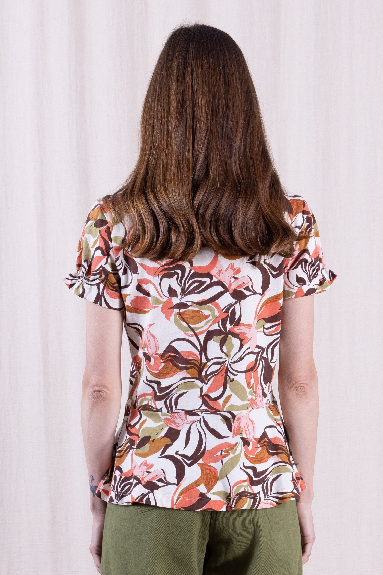 SS26 Organic Cotton Frill Sleeve Tea Blouse - Multi