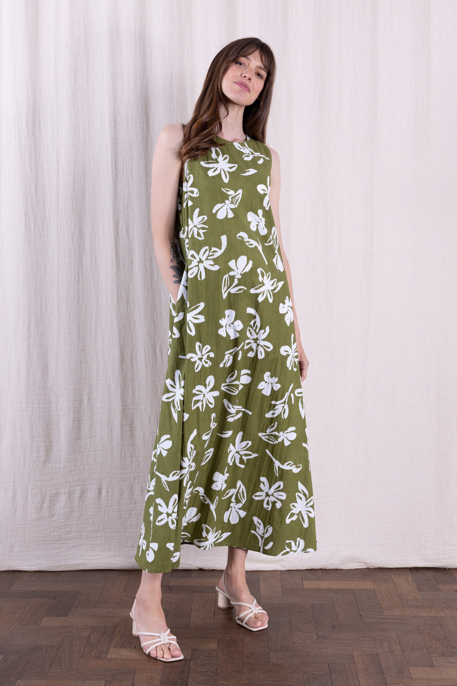 SS26 Cotton Poplin Dress - Verdant
