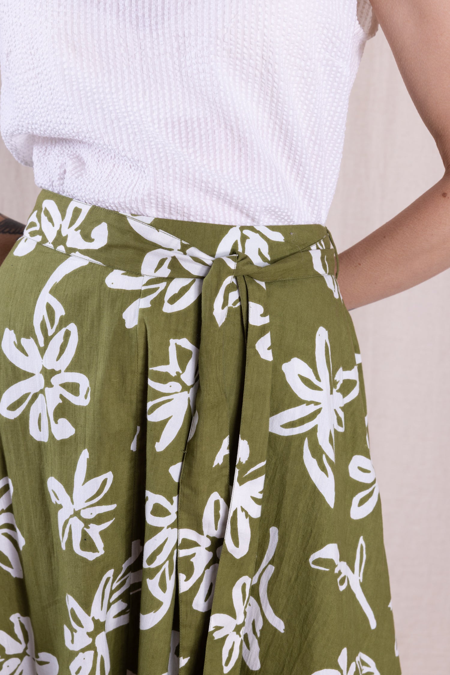 SS26 Cotton Poplin Swing Skirt - Verdant