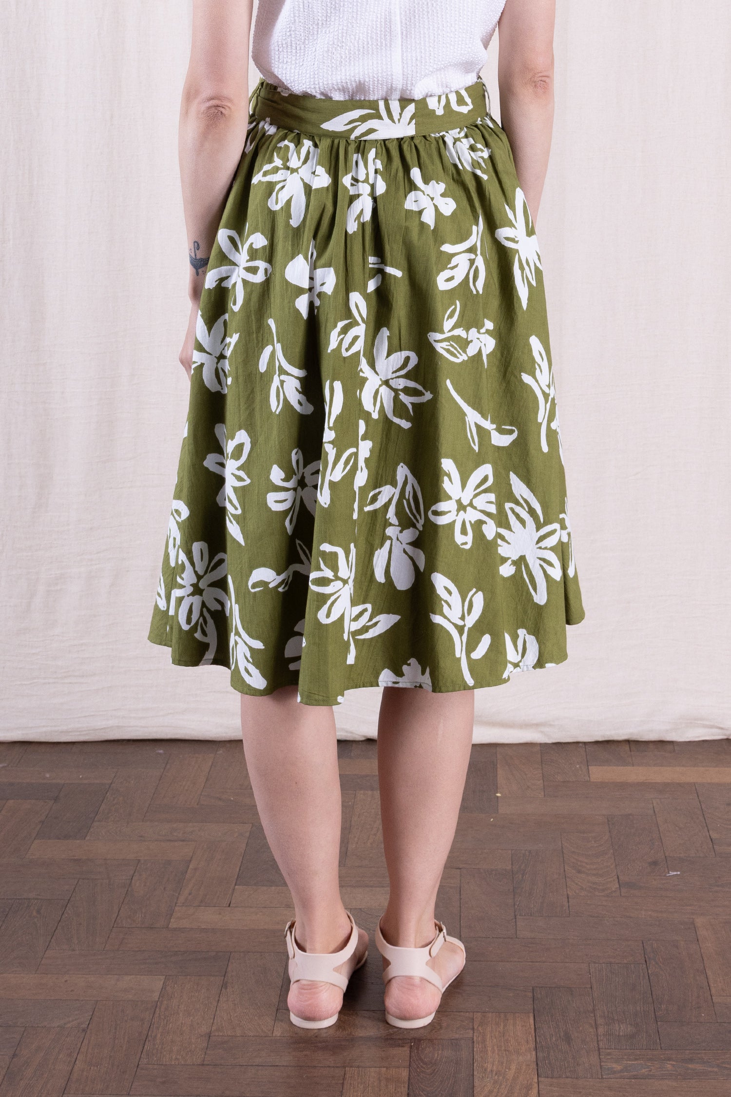 SS26 Cotton Poplin Swing Skirt - Verdant