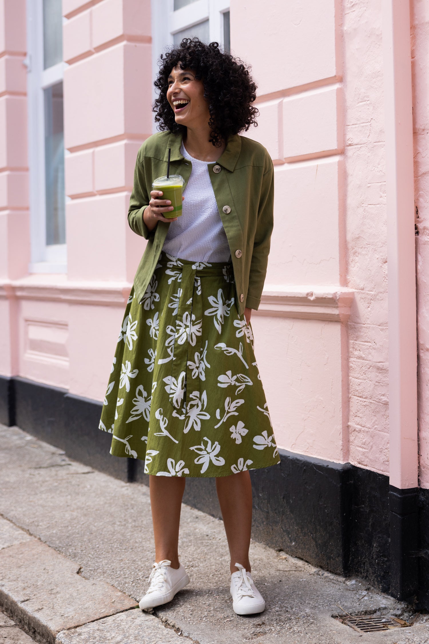 SS26 Cotton Poplin Swing Skirt - Verdant