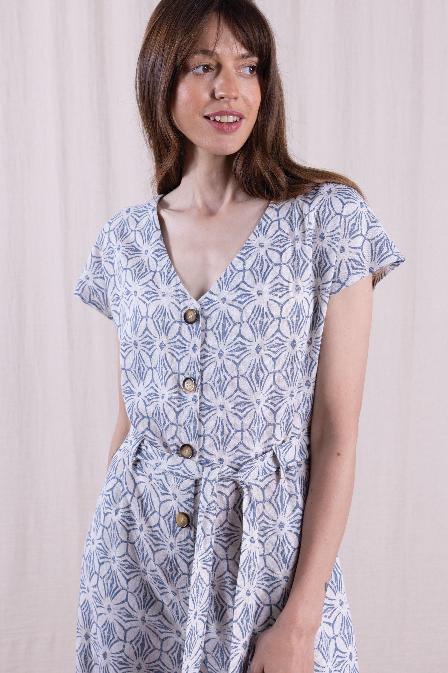 SS26 Button Through Jumpsuit - Cornflower