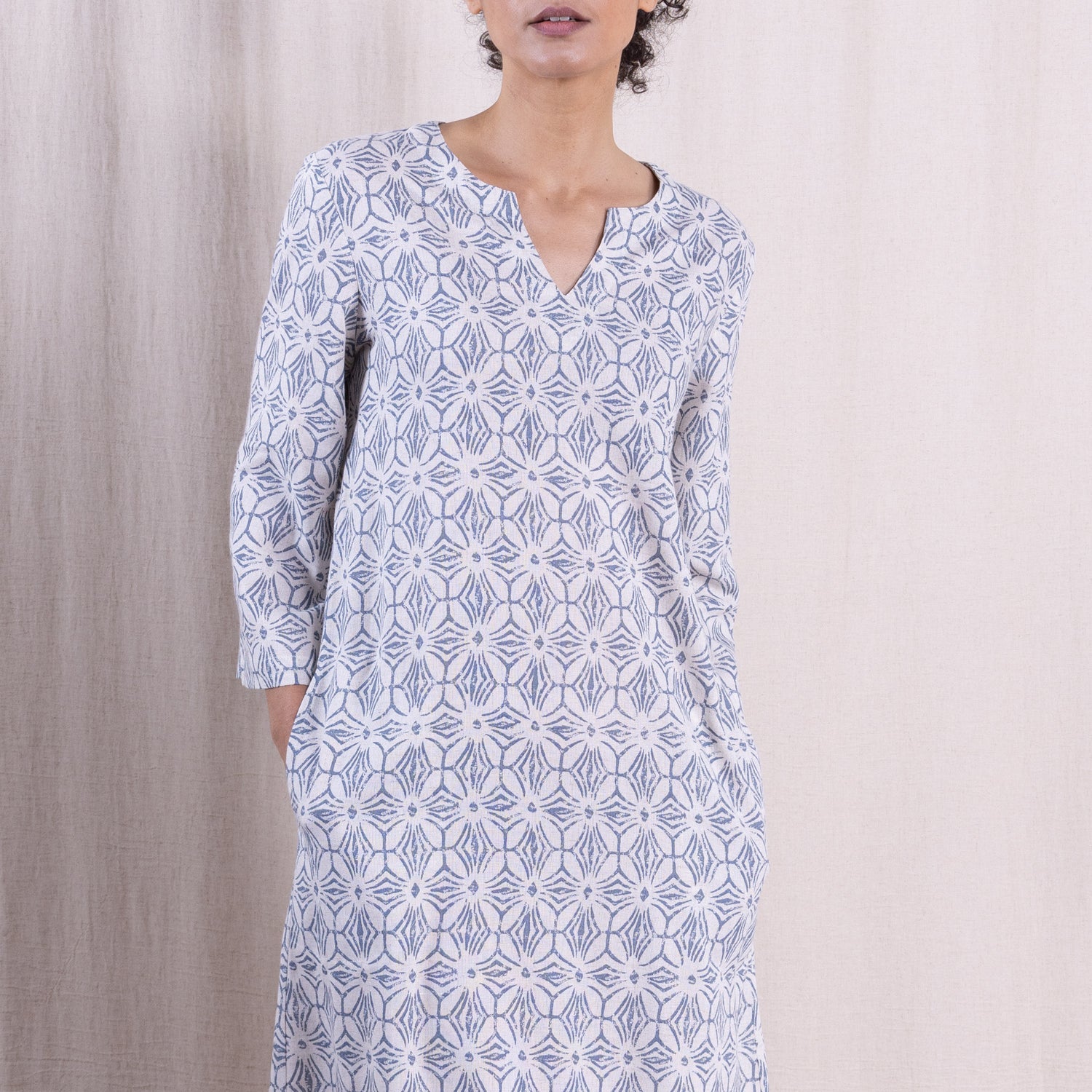 SS26 Relaxed Tunic Dress Cornflower