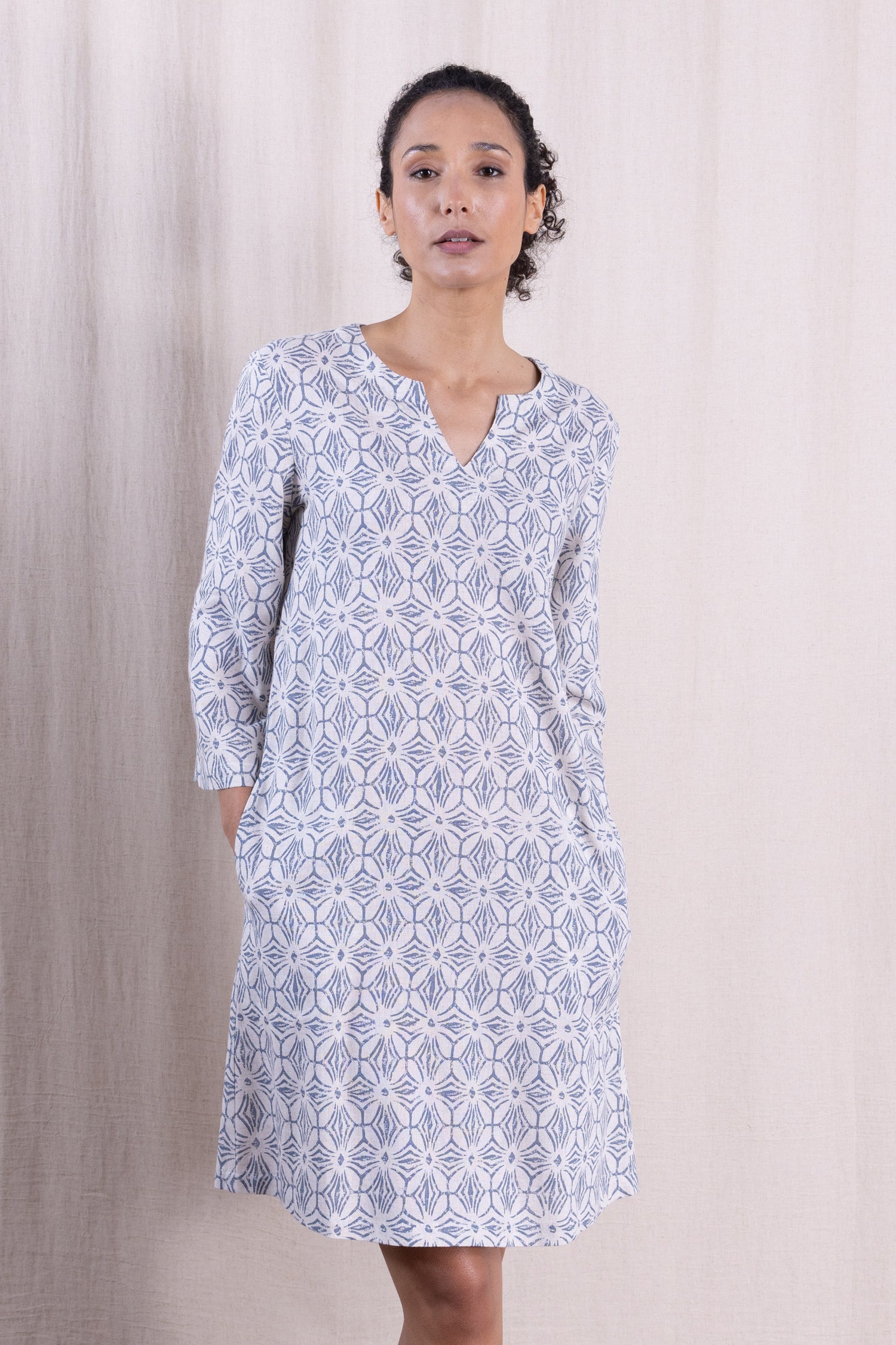 SS26 Relaxed Tunic Dress Cornflower