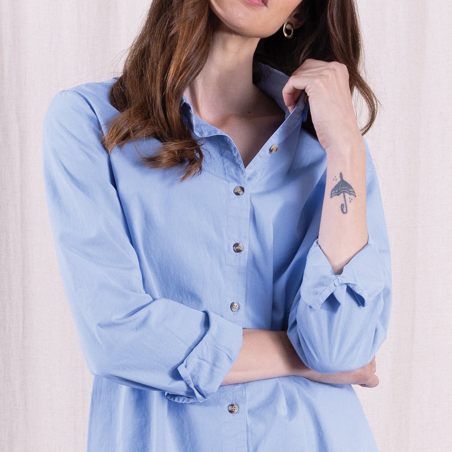 SS26 Cotton Poplin Shirt - Misty