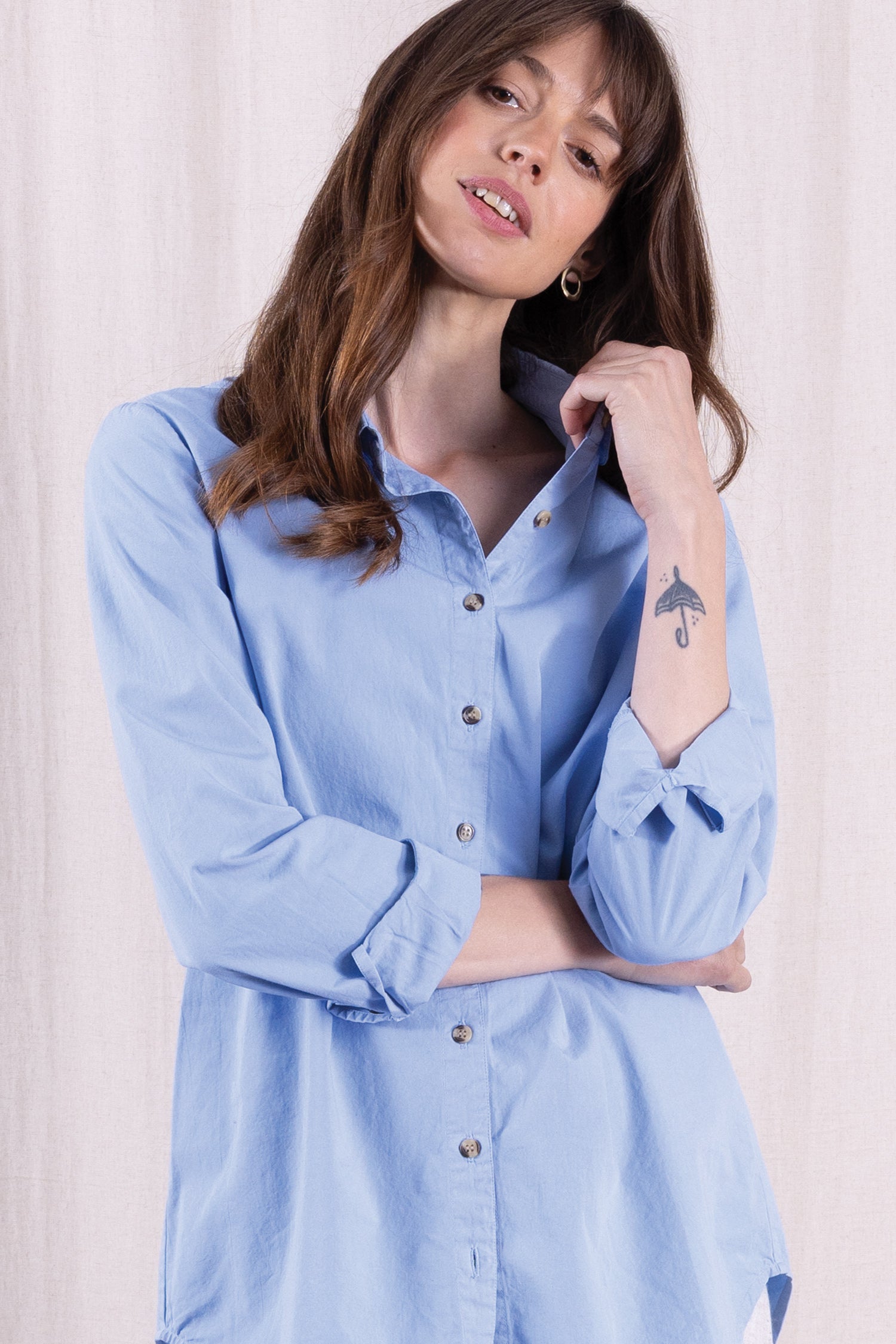 SS26 Cotton Poplin Shirt - Misty