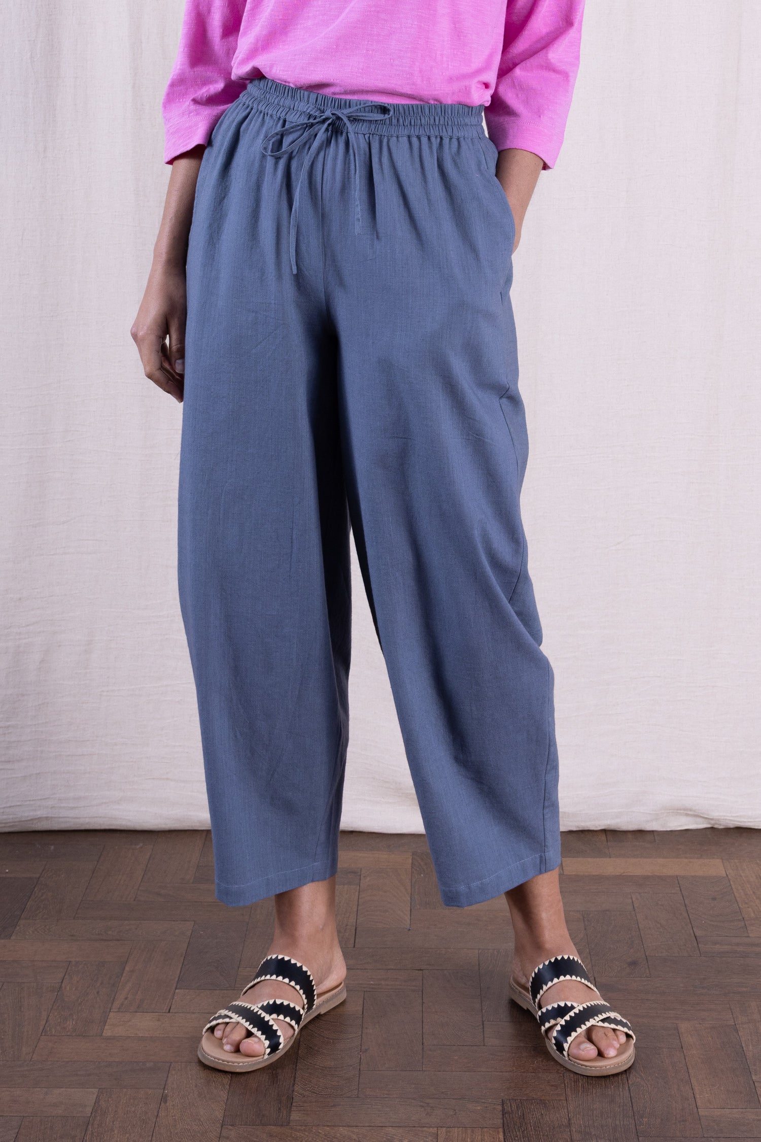SS26 Cotton Elastic Waist Bubble Trouser - Pepper