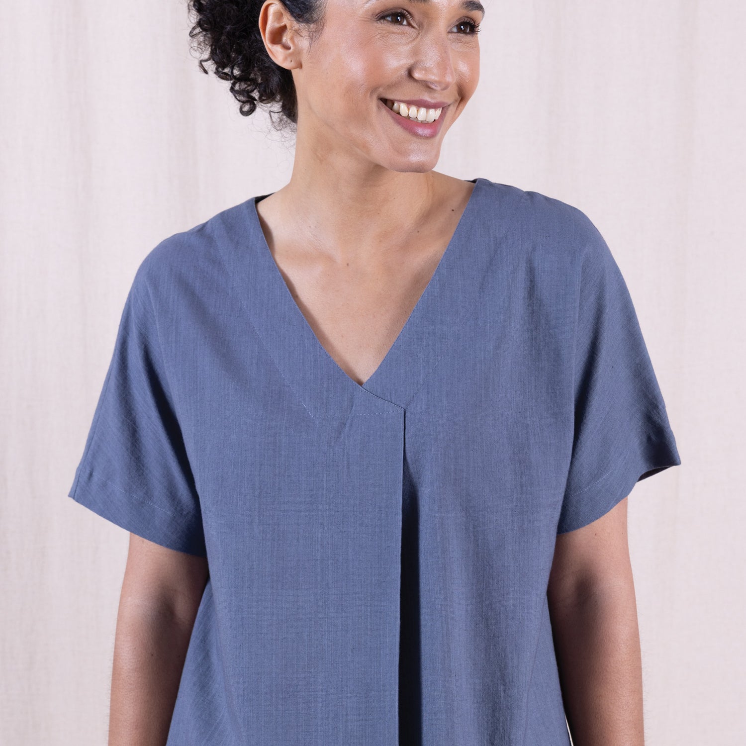 SS26 Cotton Pleat Front Top - Pepper