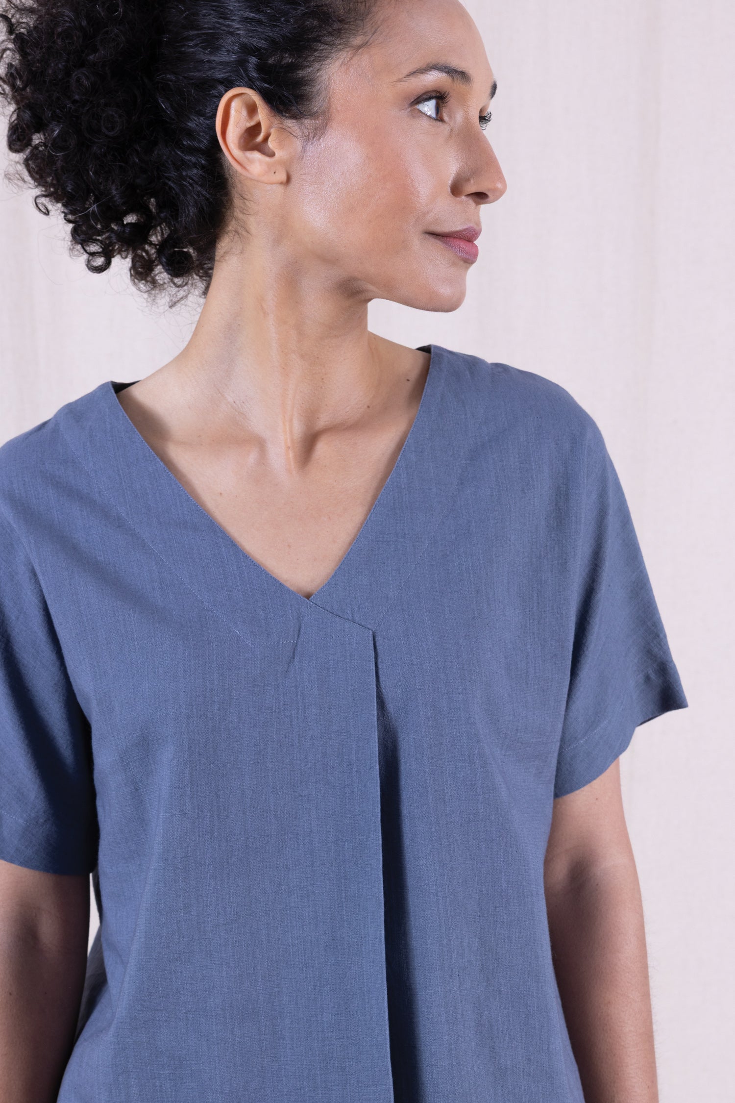 SS26 Cotton Pleat Front Top - Pepper