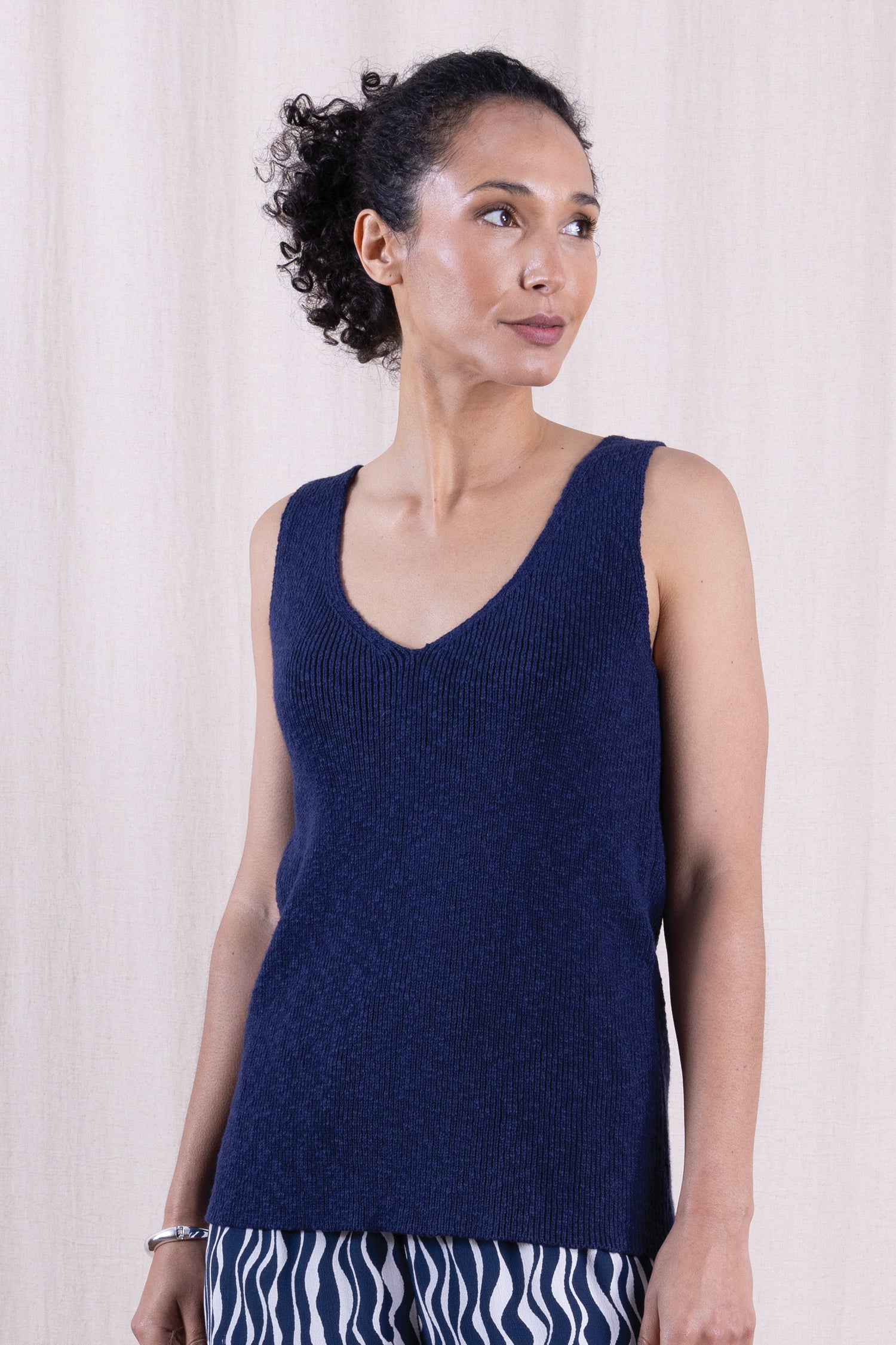 SS26 Cotton Knitted Vest - Navy