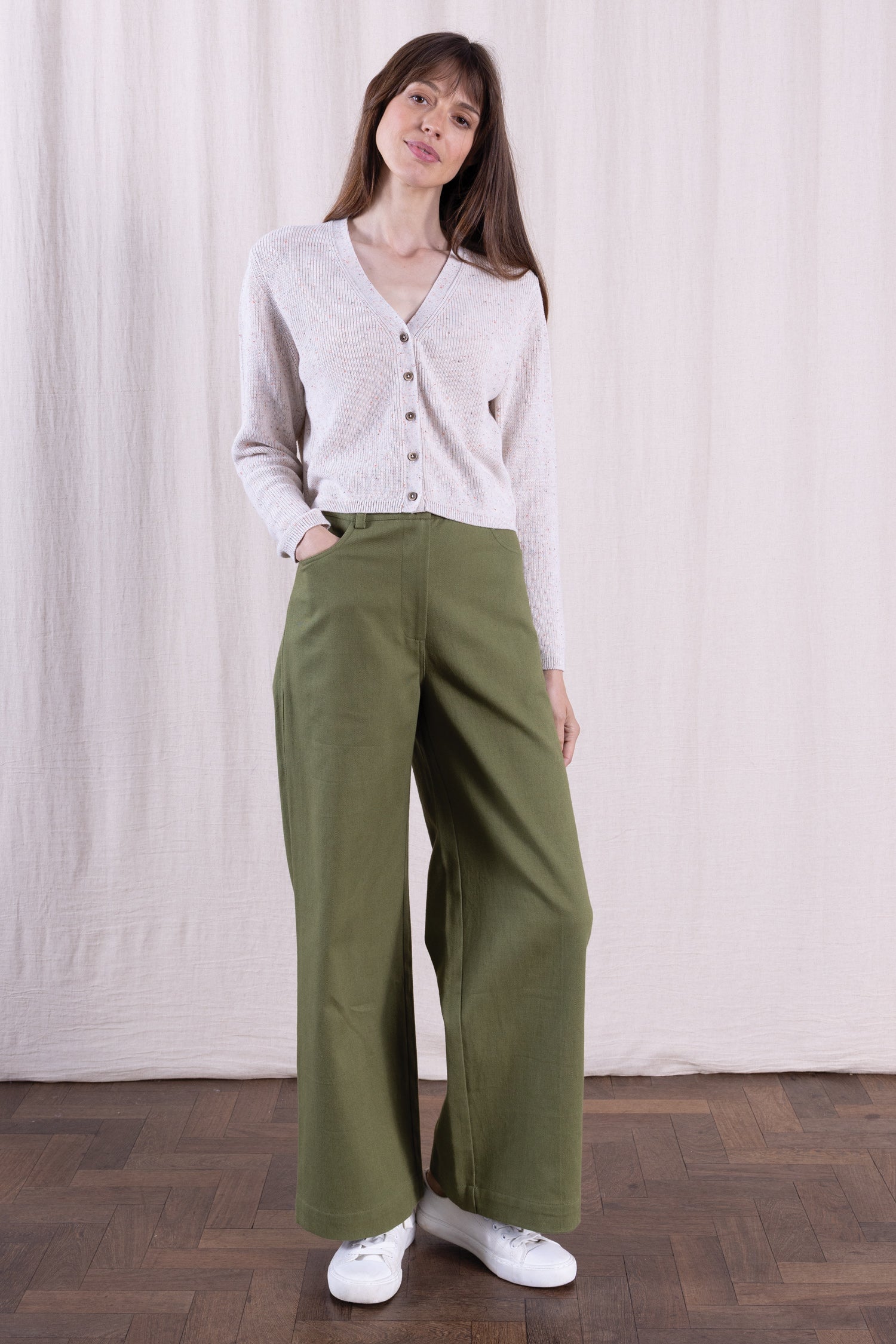 SS26 Organic Cotton Cropped Cardi - Ivory Mix