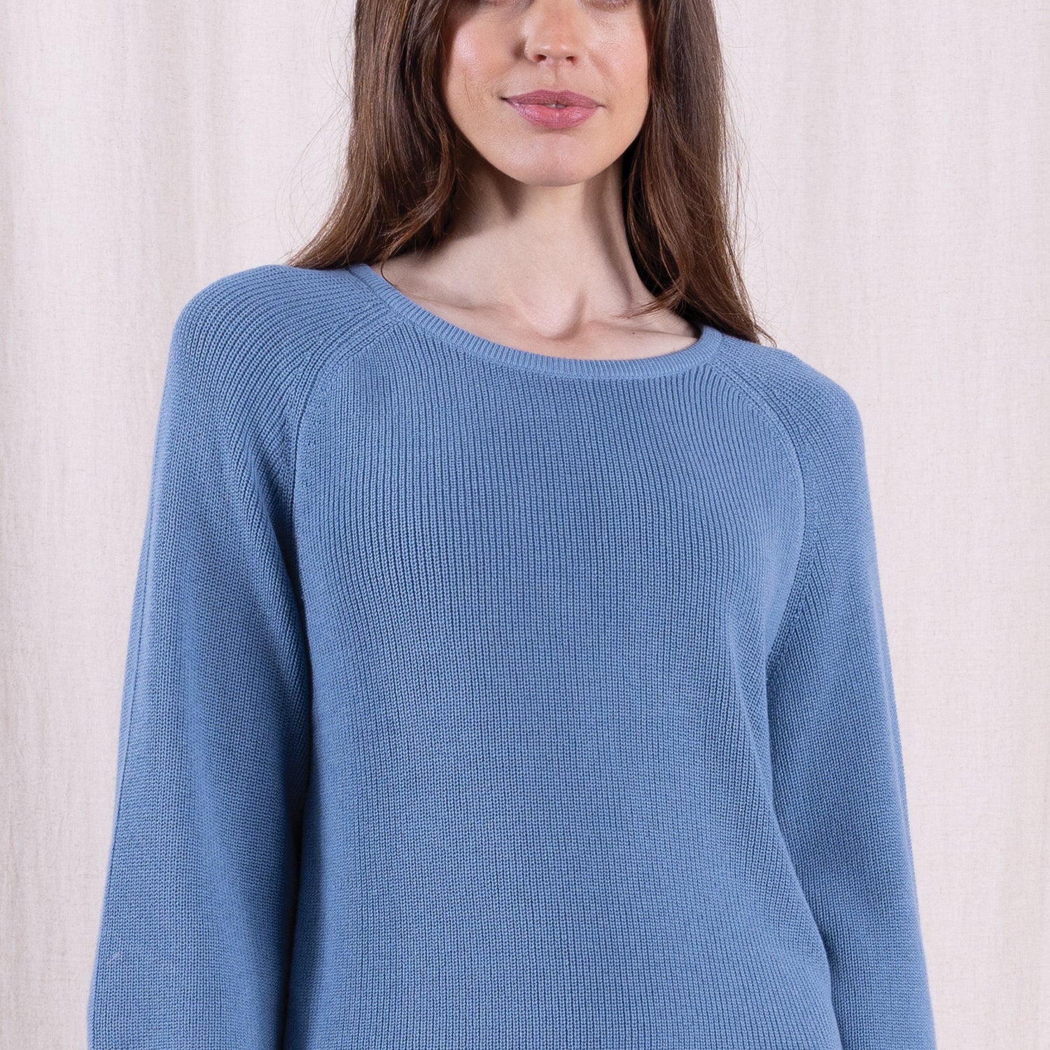 SS26 Organic Cotton Wide Neck Jumper - Cornflower