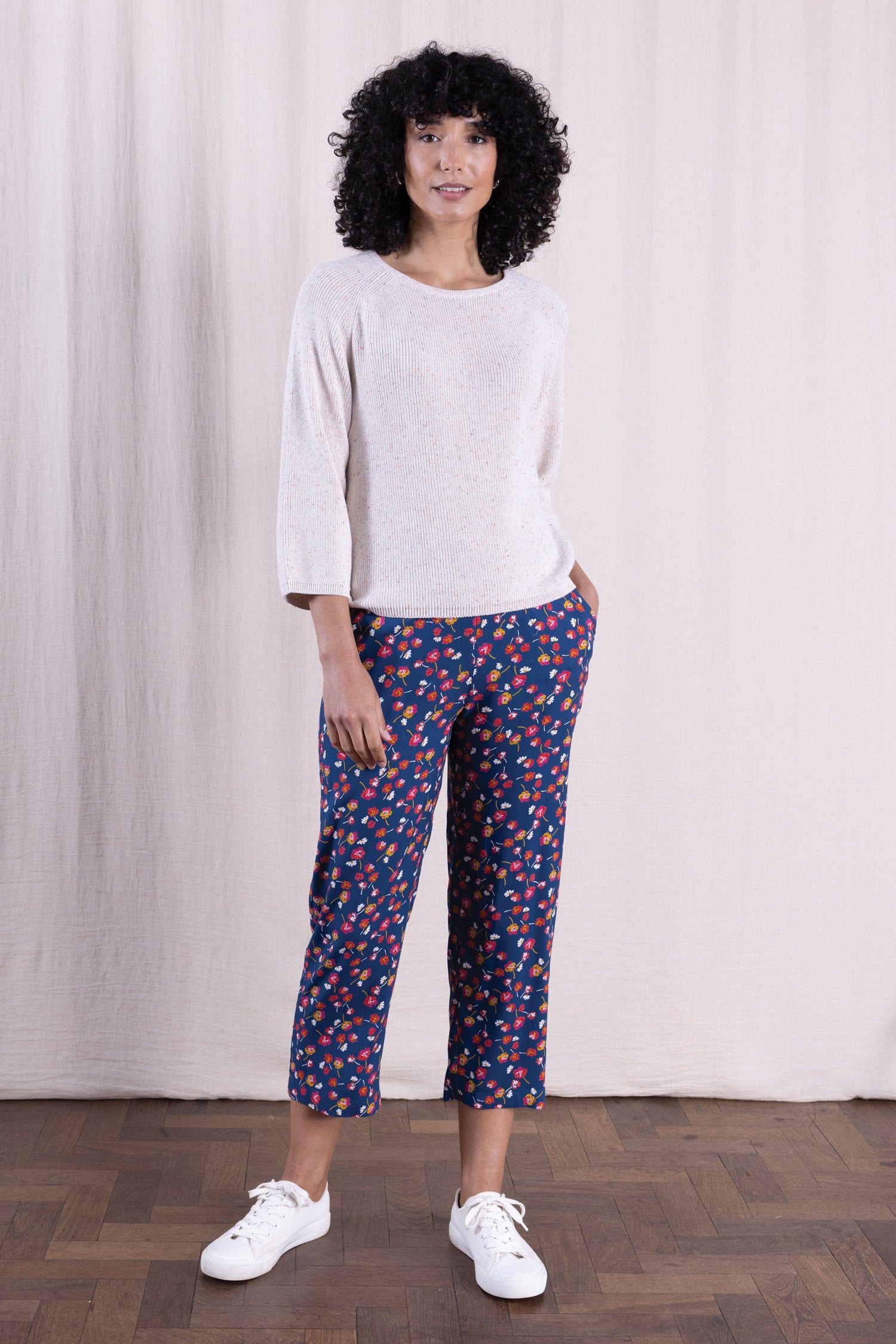 SS26 Organic Cotton Wide Neck Jumper - Ivory Mix