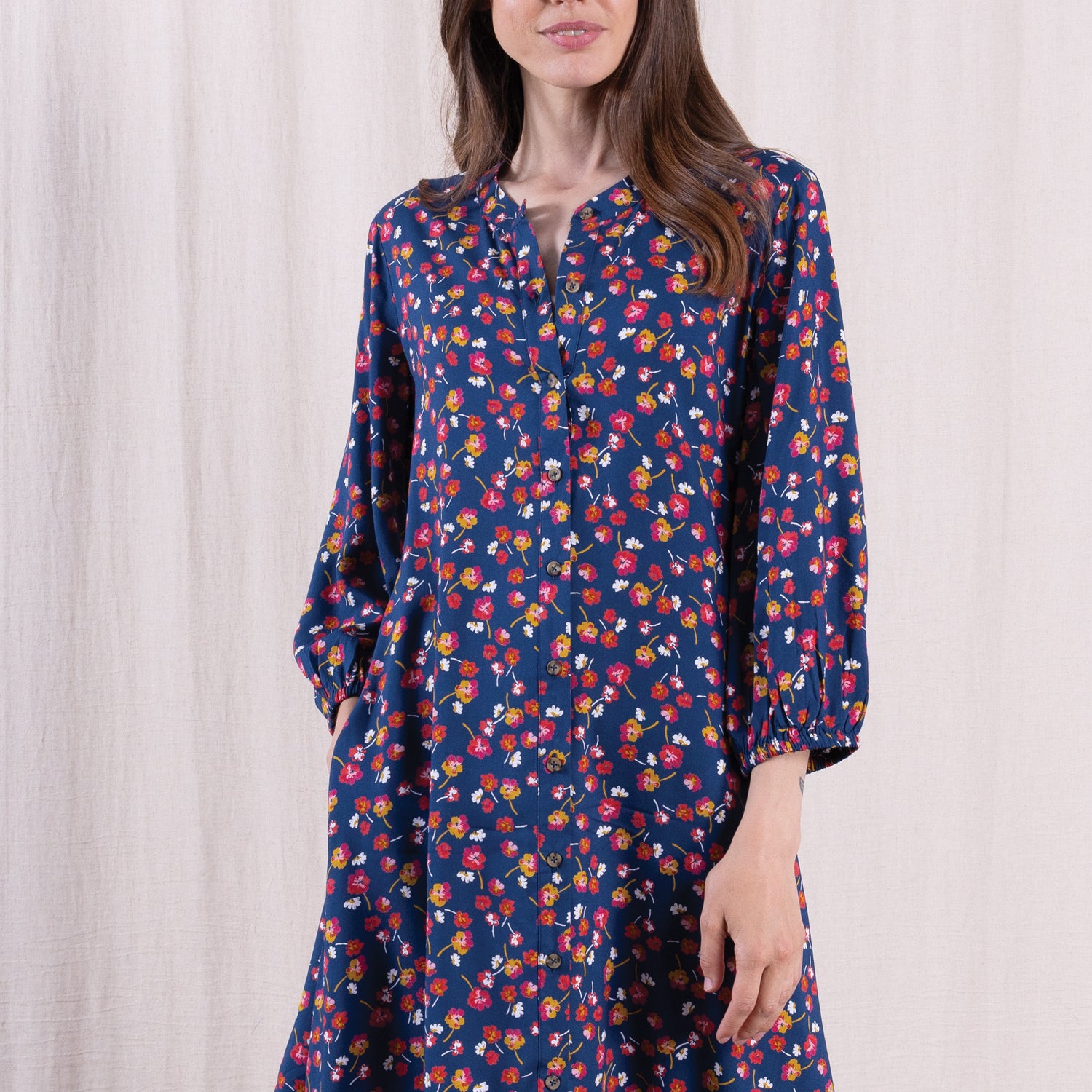 SS26 Viscose Button Through Dress - Oxford