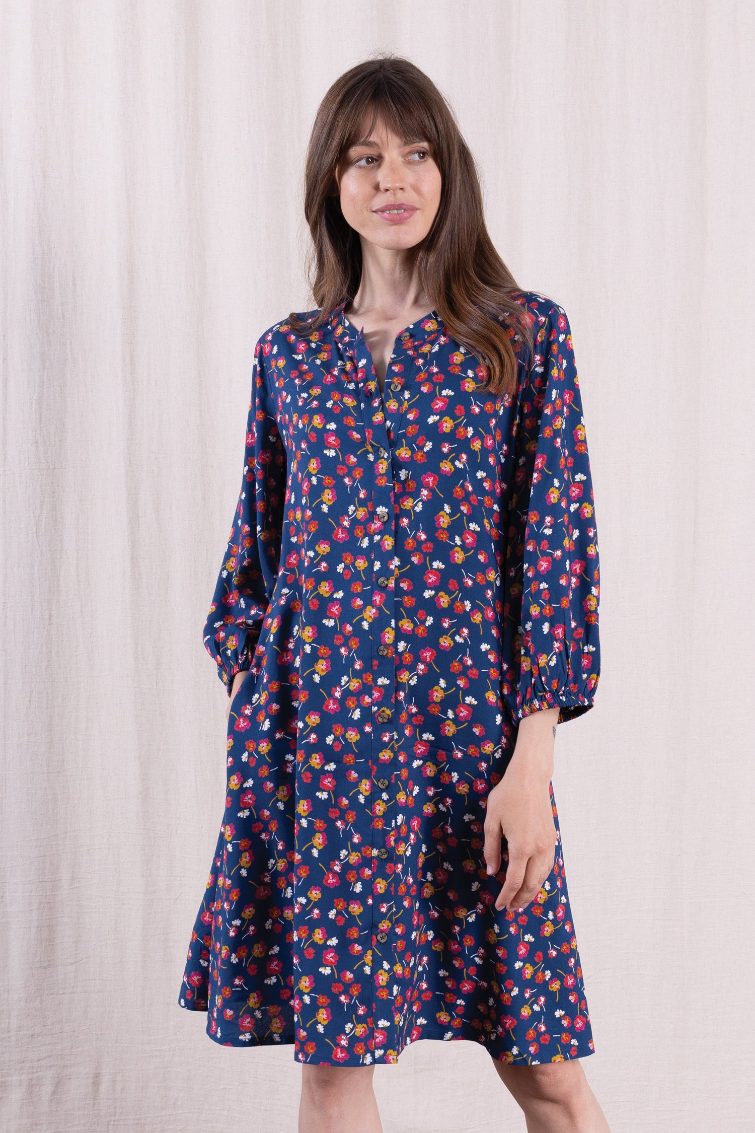 SS26 Viscose Button Through Dress - Oxford