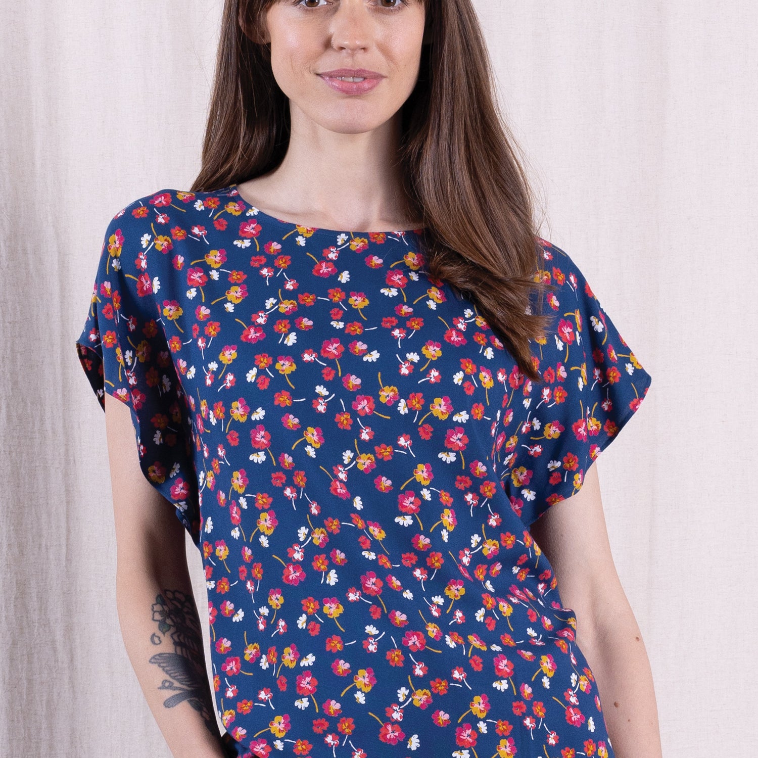 SS26 Viscose Flutter Sleeve Top - Oxford