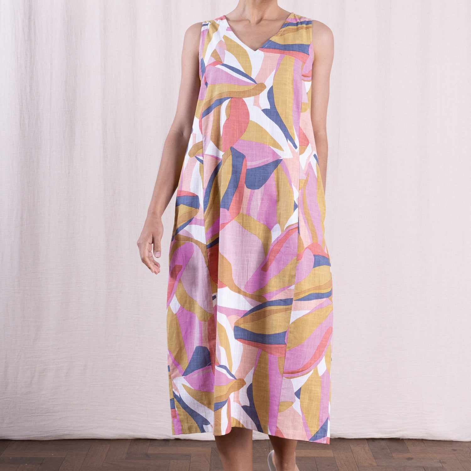 SS26 Cotton Bubble Sleeveless Midi Dress - Multi