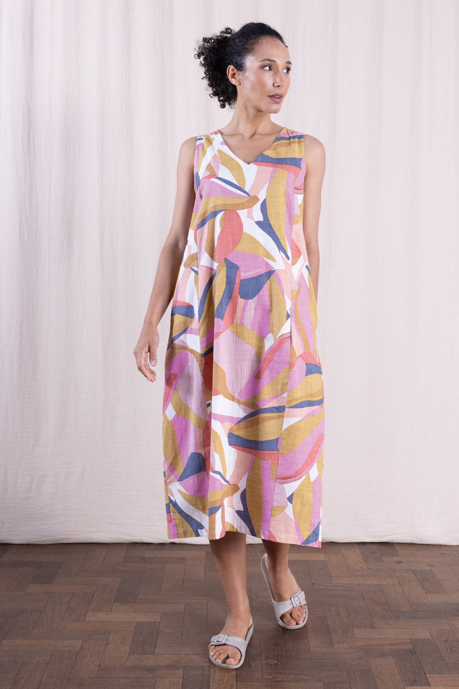 SS26 Cotton Bubble Sleeveless Midi Dress - Multi