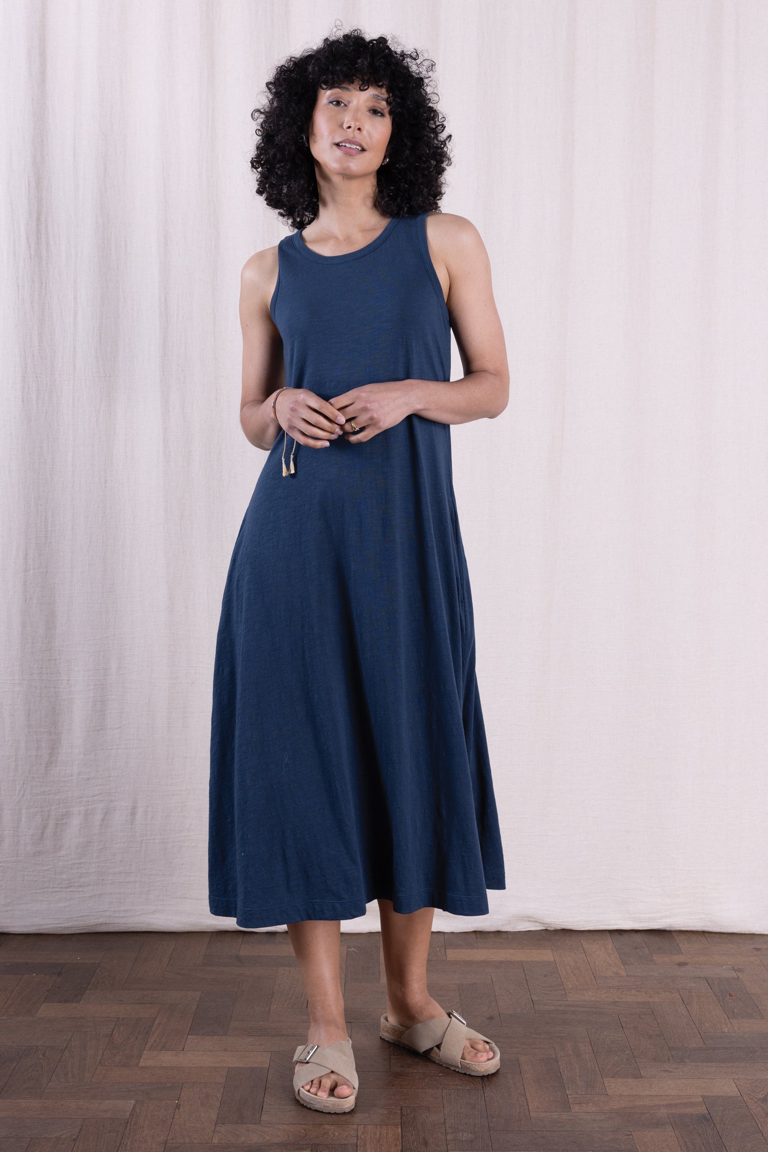 SS26 GOTS Organic Cotton Jersey Midi Dress - Oxford