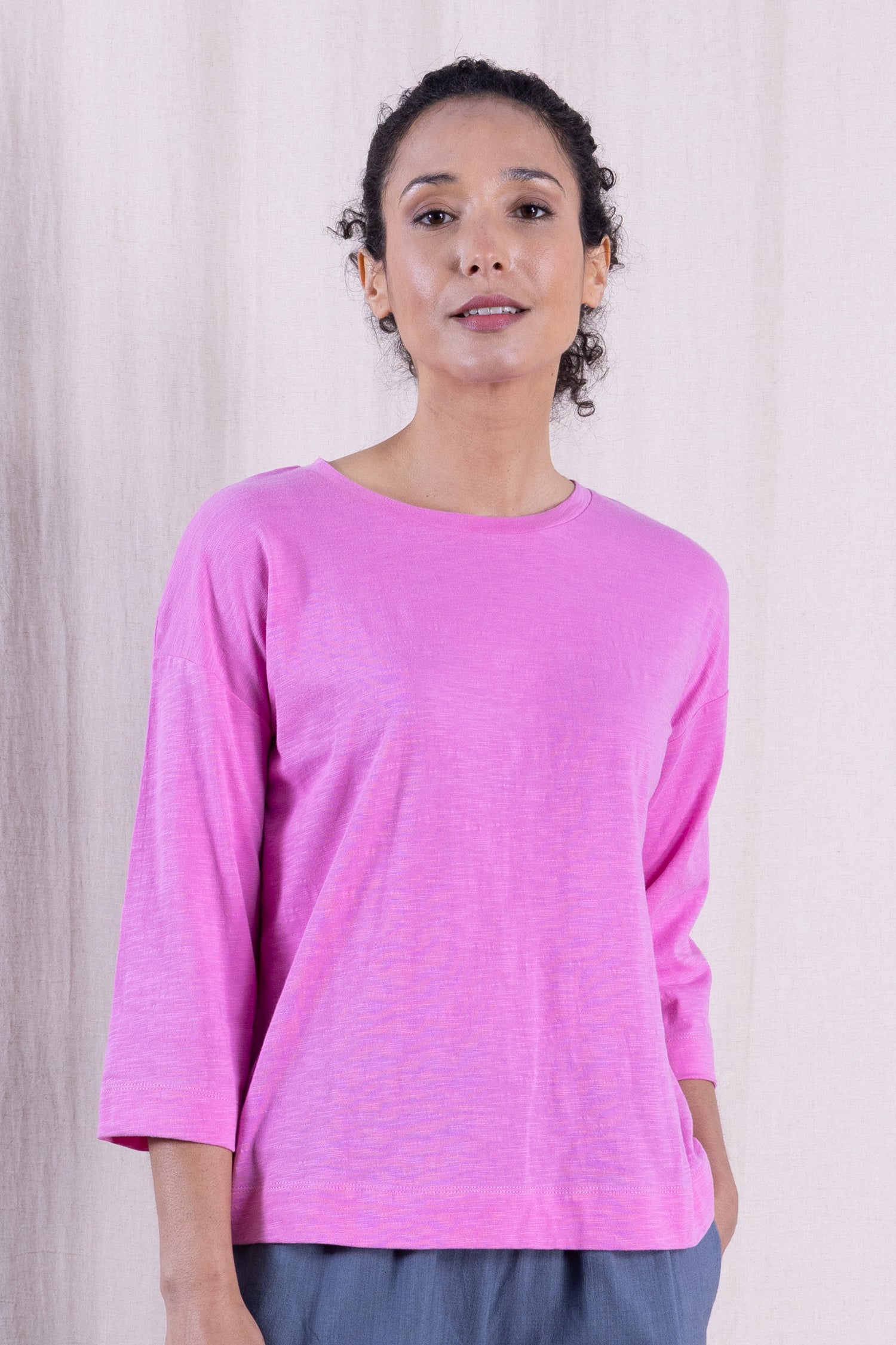 SS26 GOTS Organic Cotton 3/4 Sleeve Top - Orchid