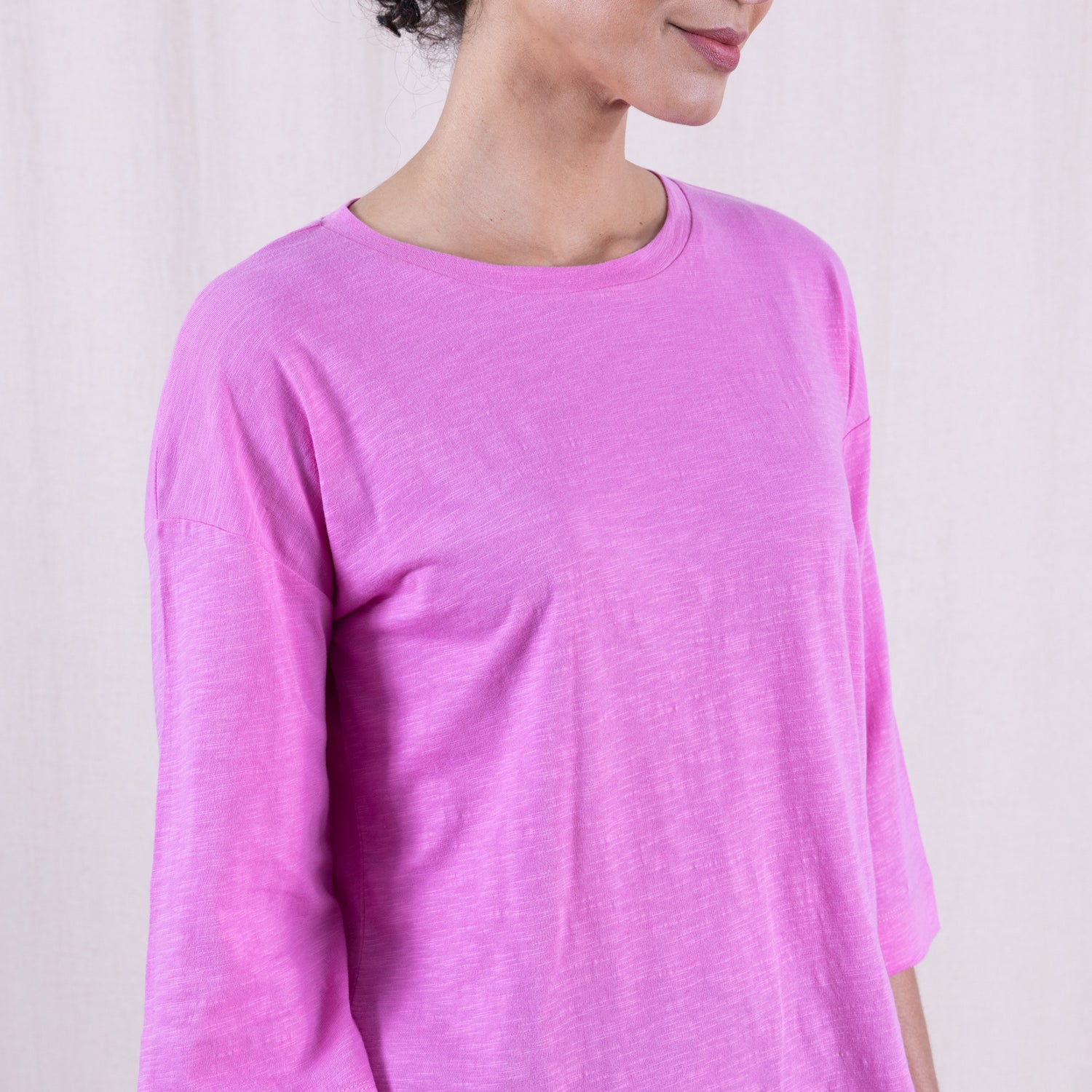 SS26 GOTS Organic Cotton 3/4 Sleeve Top - Orchid