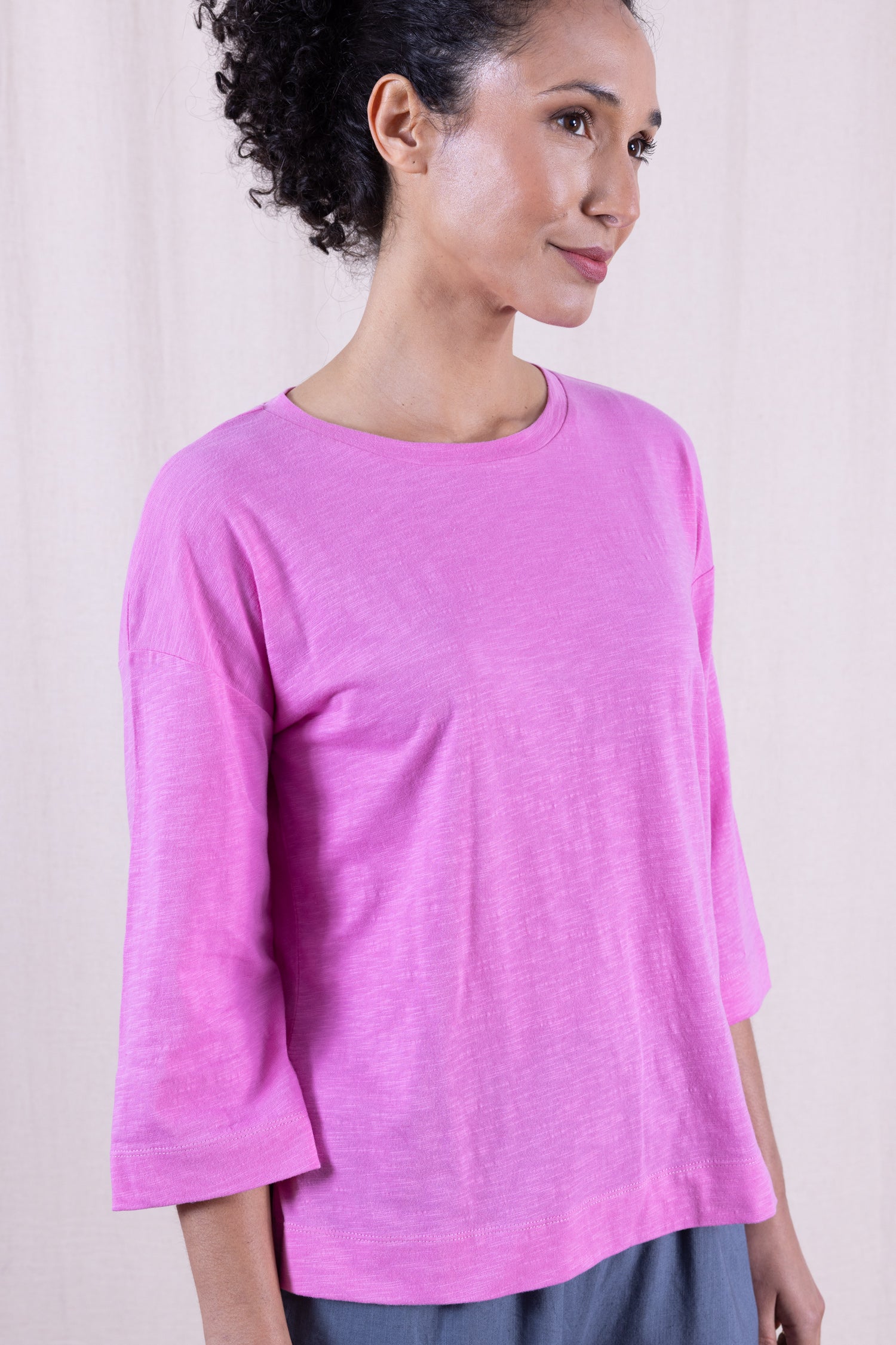 SS26 GOTS Organic Cotton 3/4 Sleeve Top - Orchid