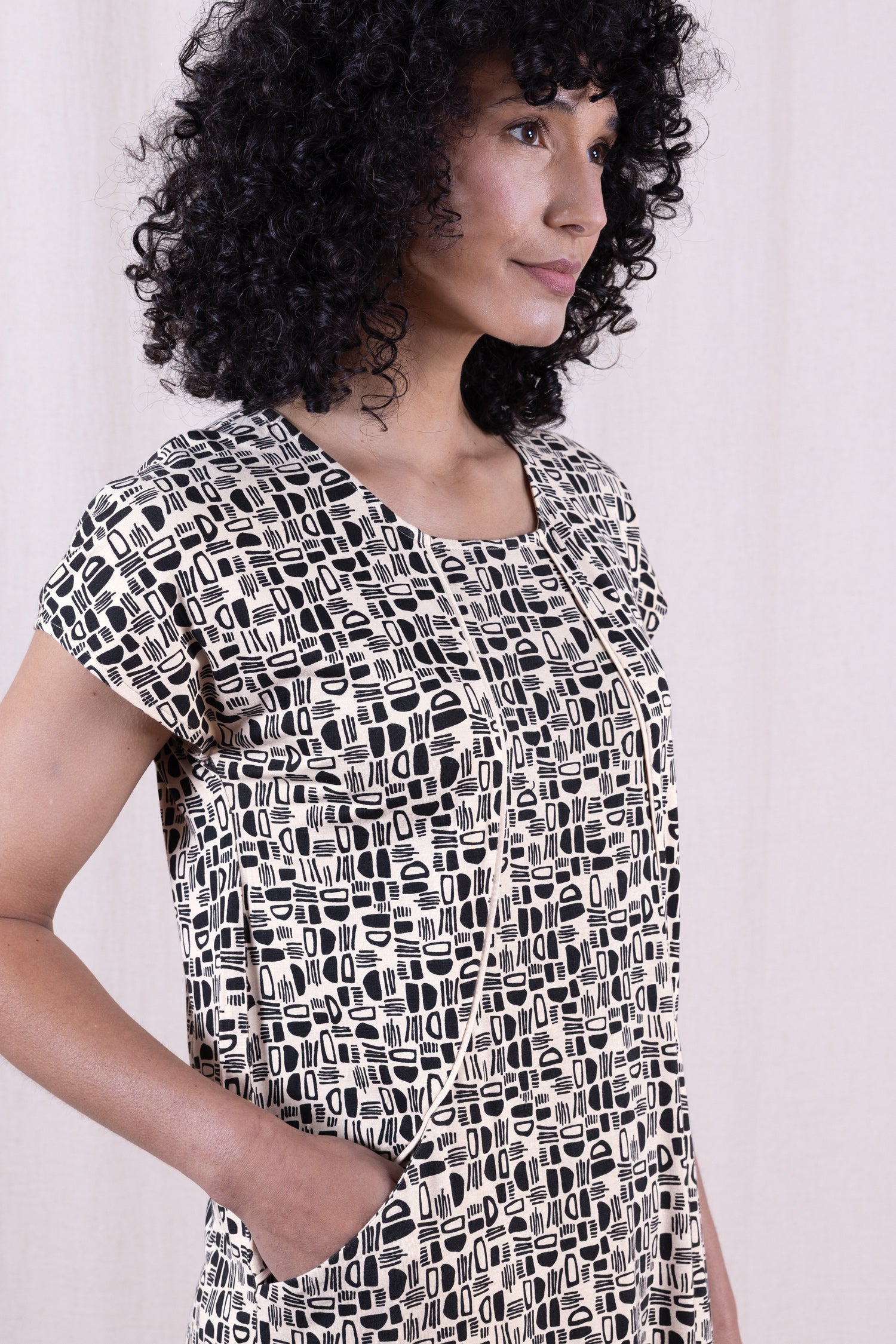 SS26 Modal Seamed Tunic Dress - Butter