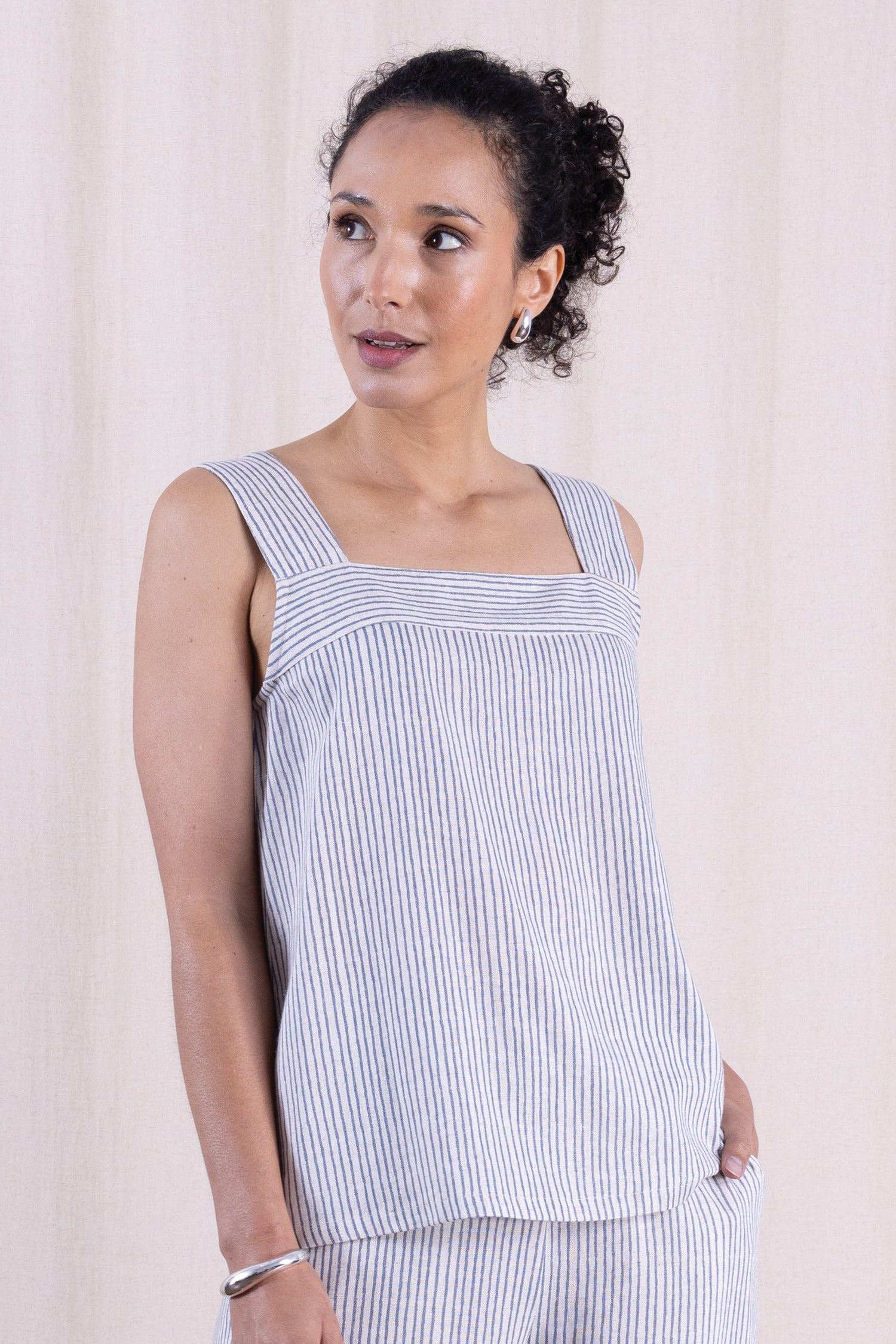 SS26 Linen Blend Cami - Cornflower