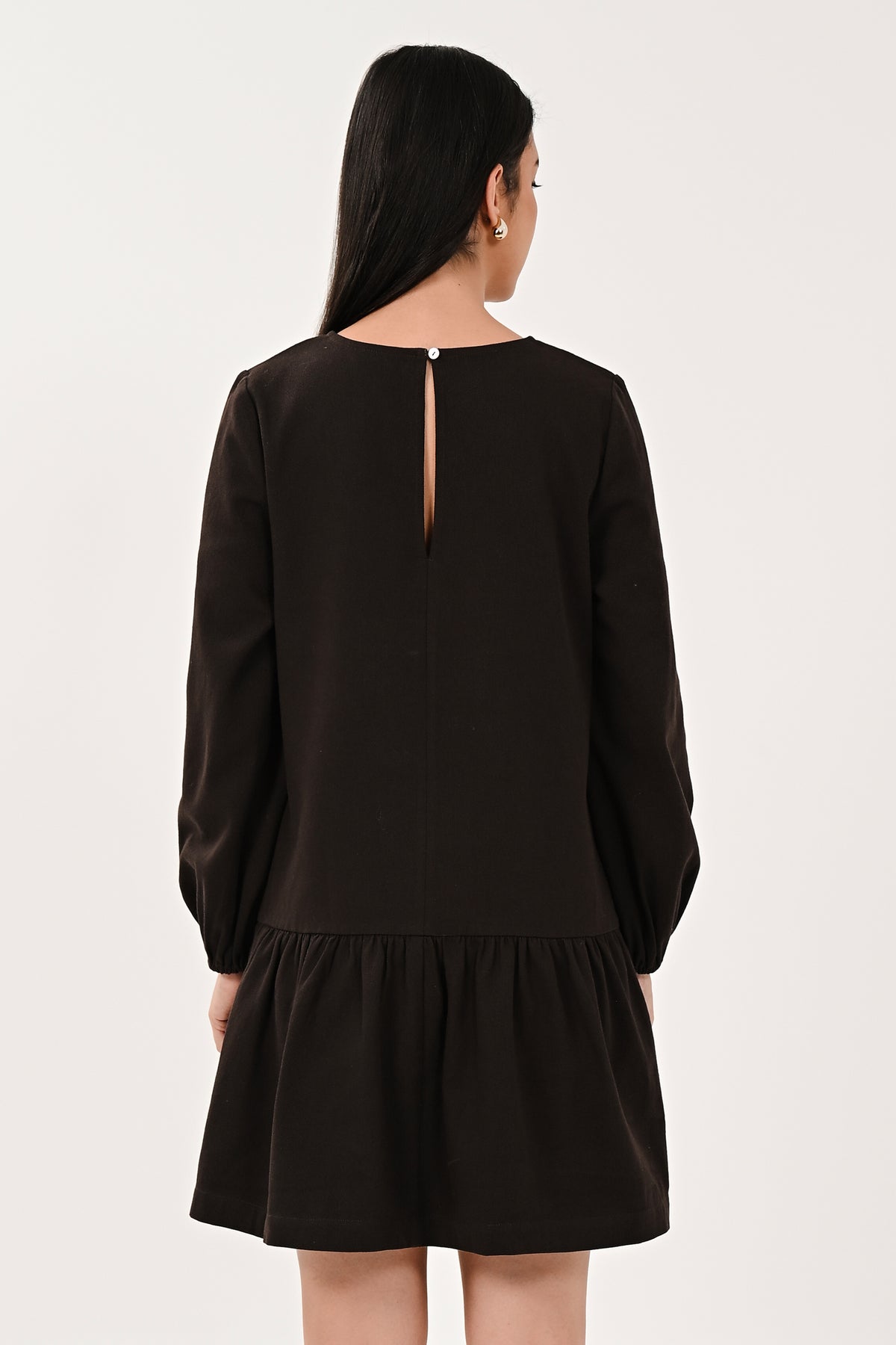 Back view of the Chocolate cotton drill dress
