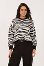 Front view of the chocolate crew neck jumper for women